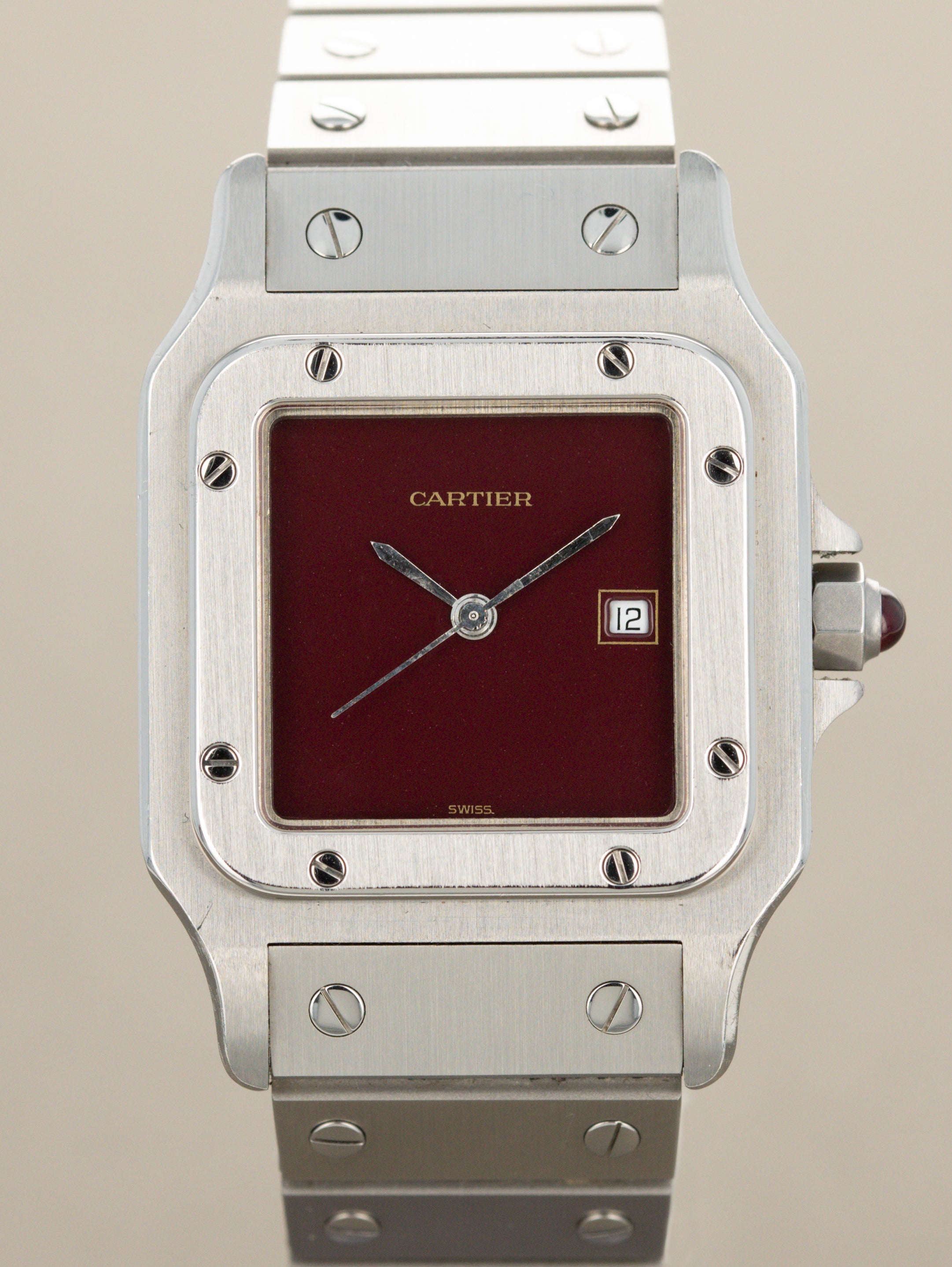 Cartier Santos Carrée Ref. 2960 - Burgundy Dial W/ Card & Booklet