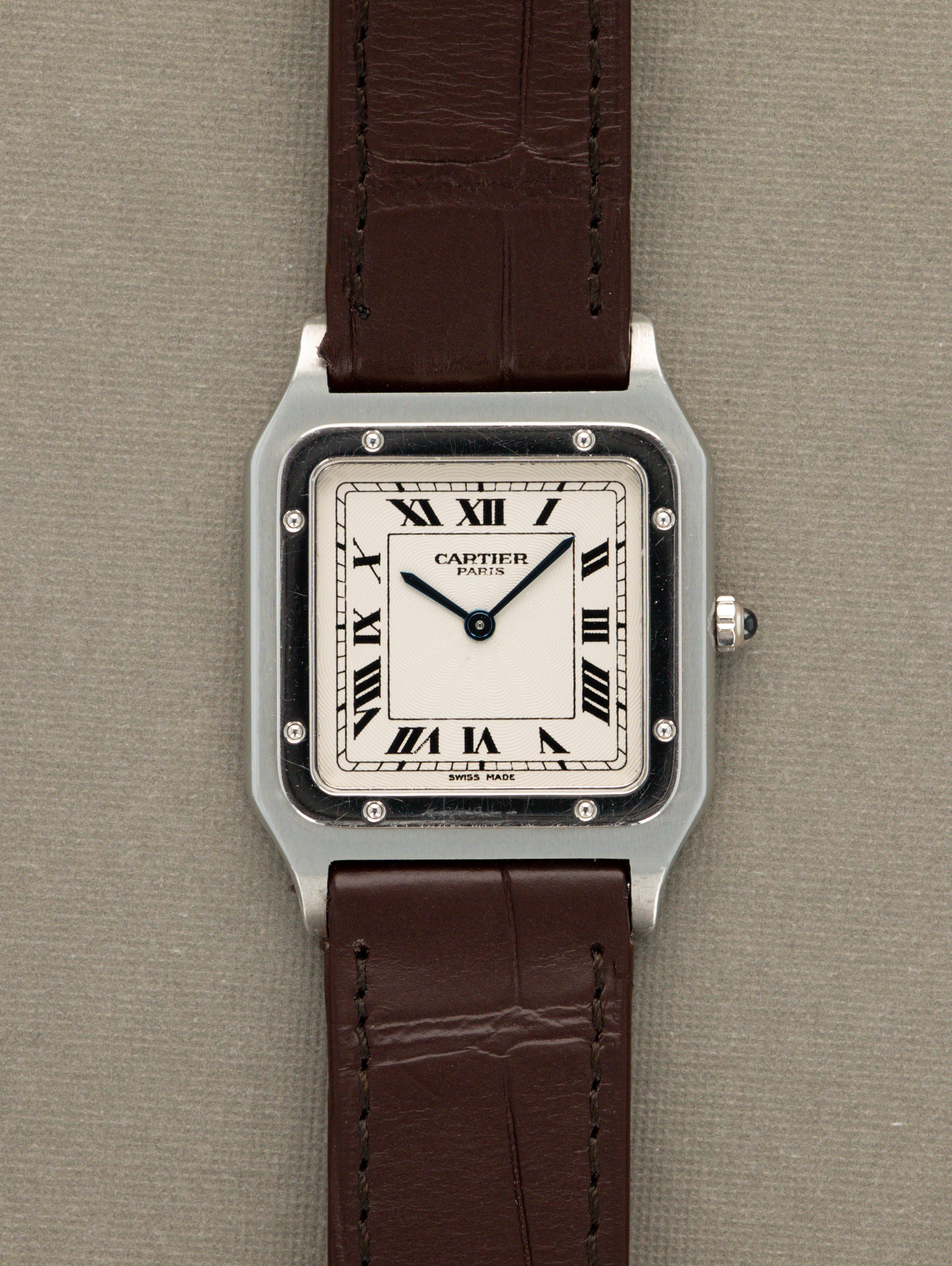 Cartier Santos Dumont Mécanique Palantine Ref. 1575 - Silver 'Guilloché' Dial