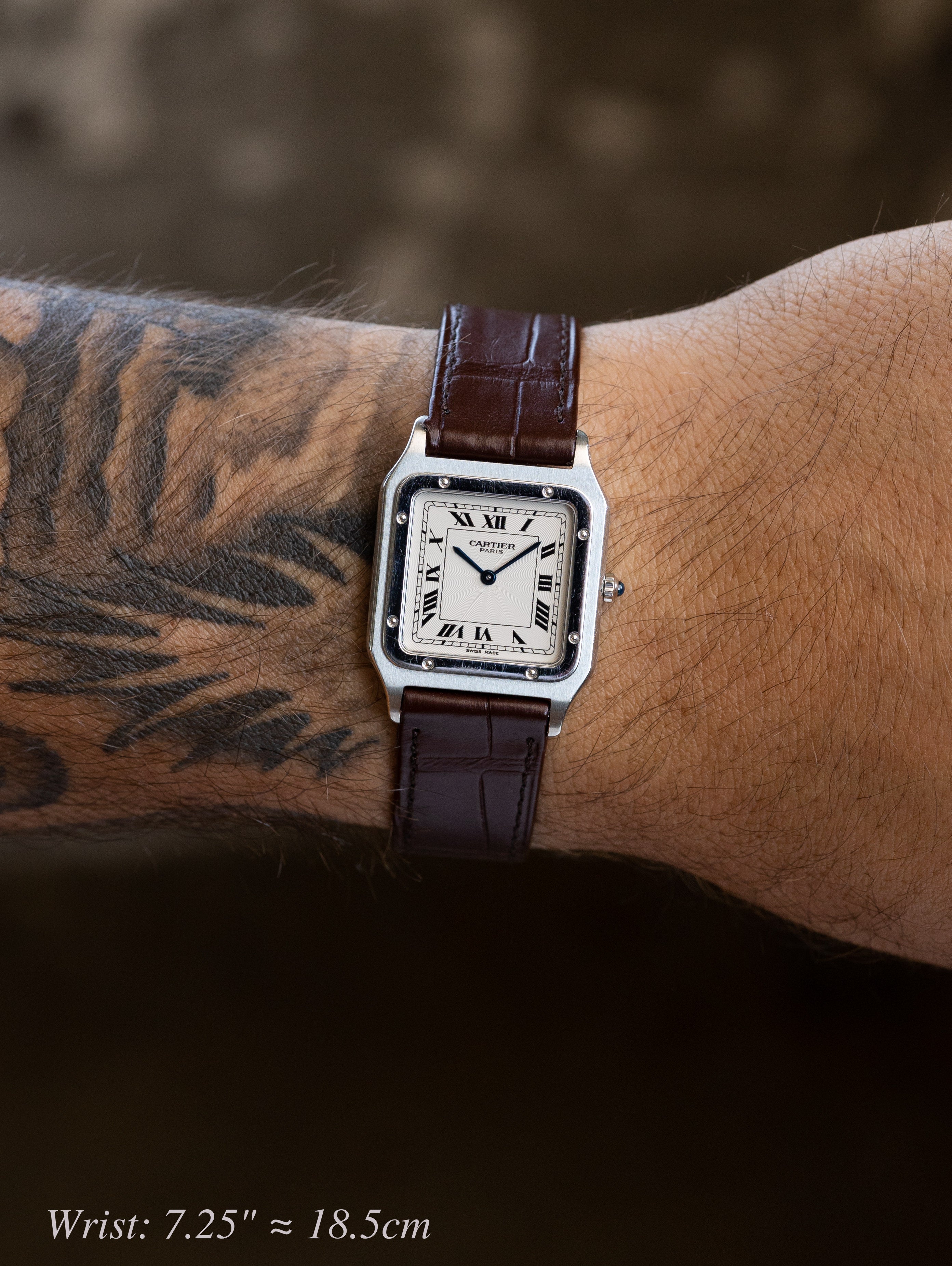 Cartier Santos Dumont Mécanique Palantine Ref. 1575 - Silver 'Guilloché' Dial