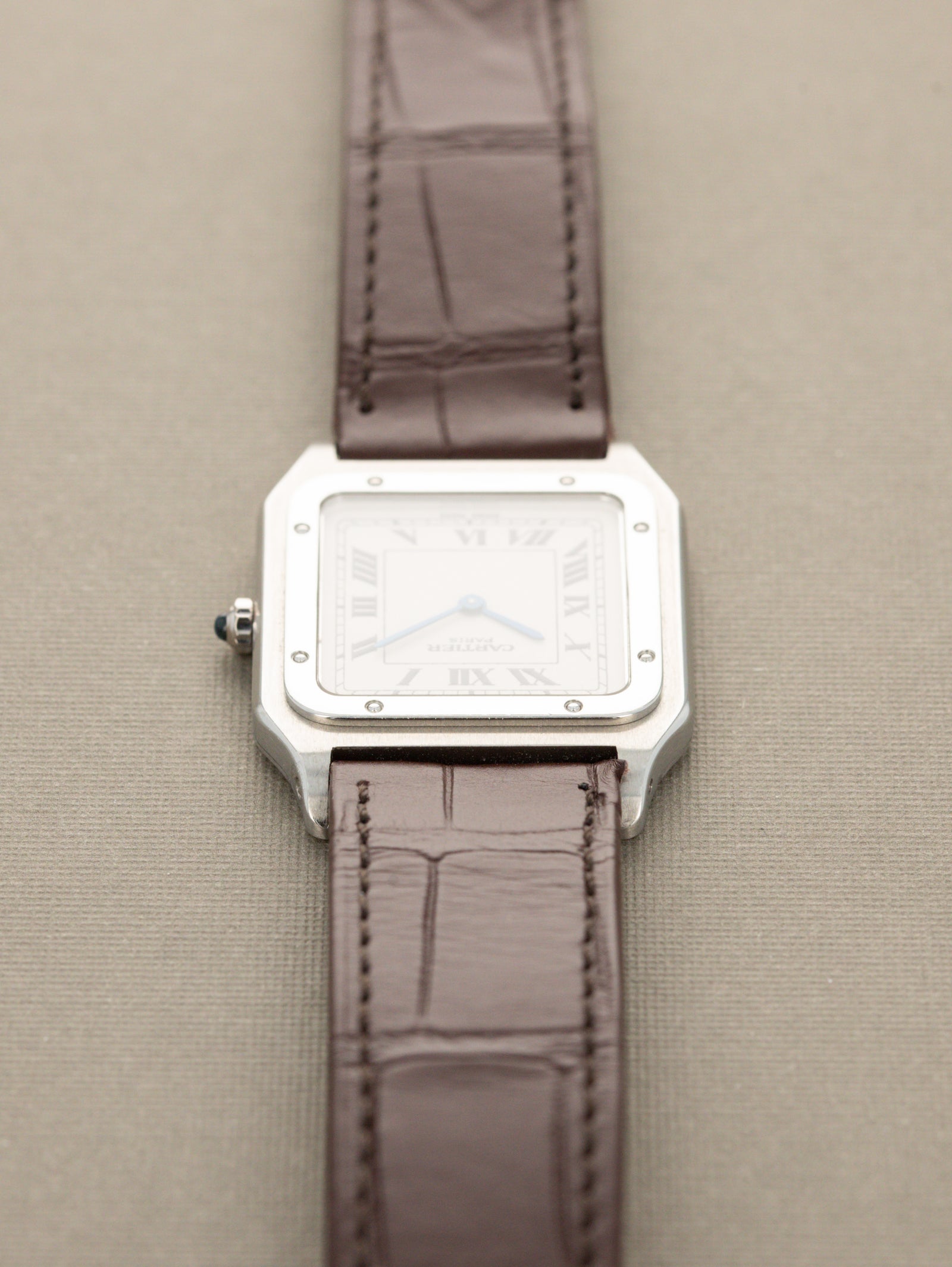 Cartier Santos Dumont Mécanique Palantine Ref. 1575 - Silver 'Guilloché' Dial