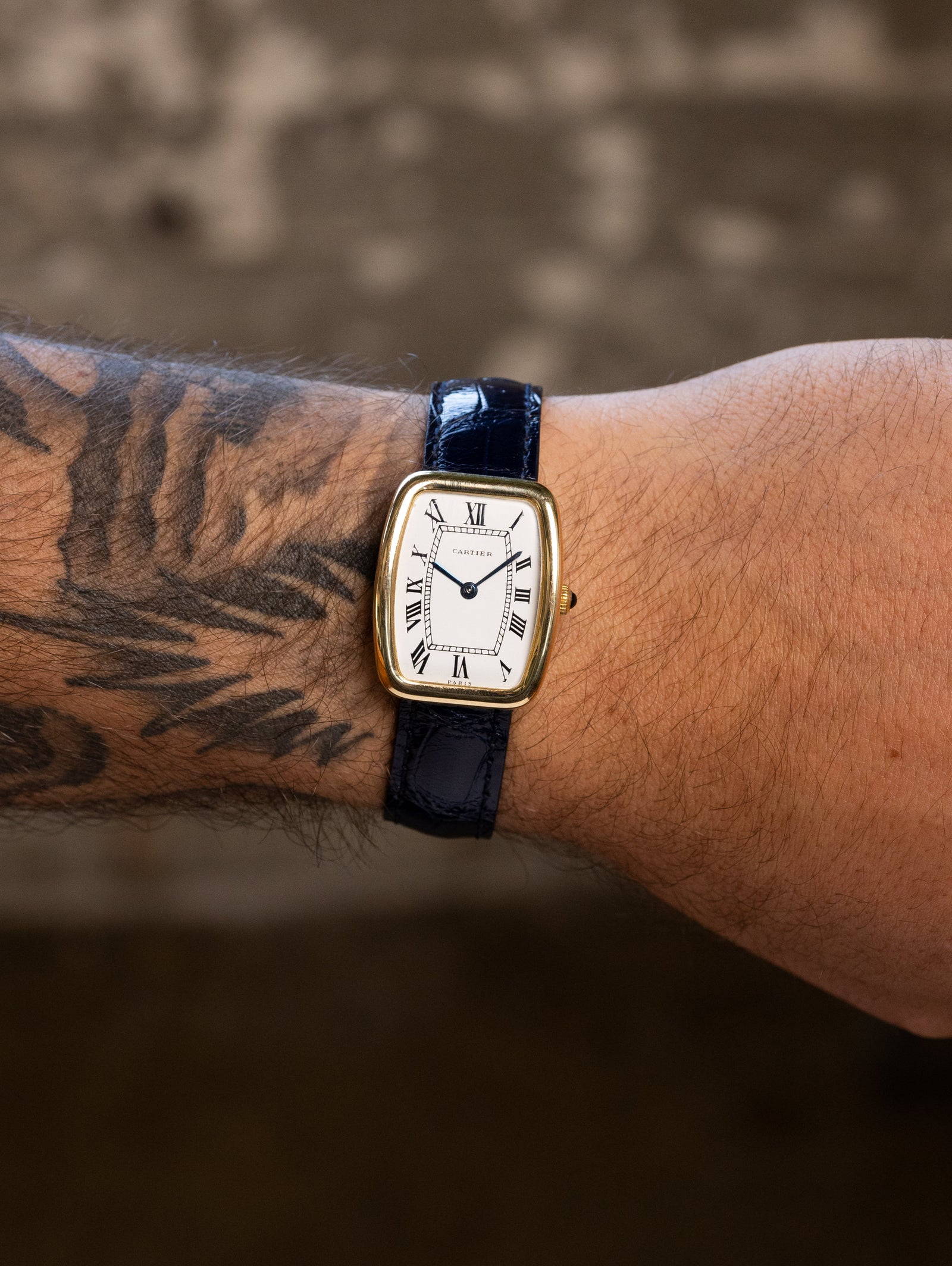 Cartier Incurvée - White Enamel 'Paris' Dial w/ JLC Movement