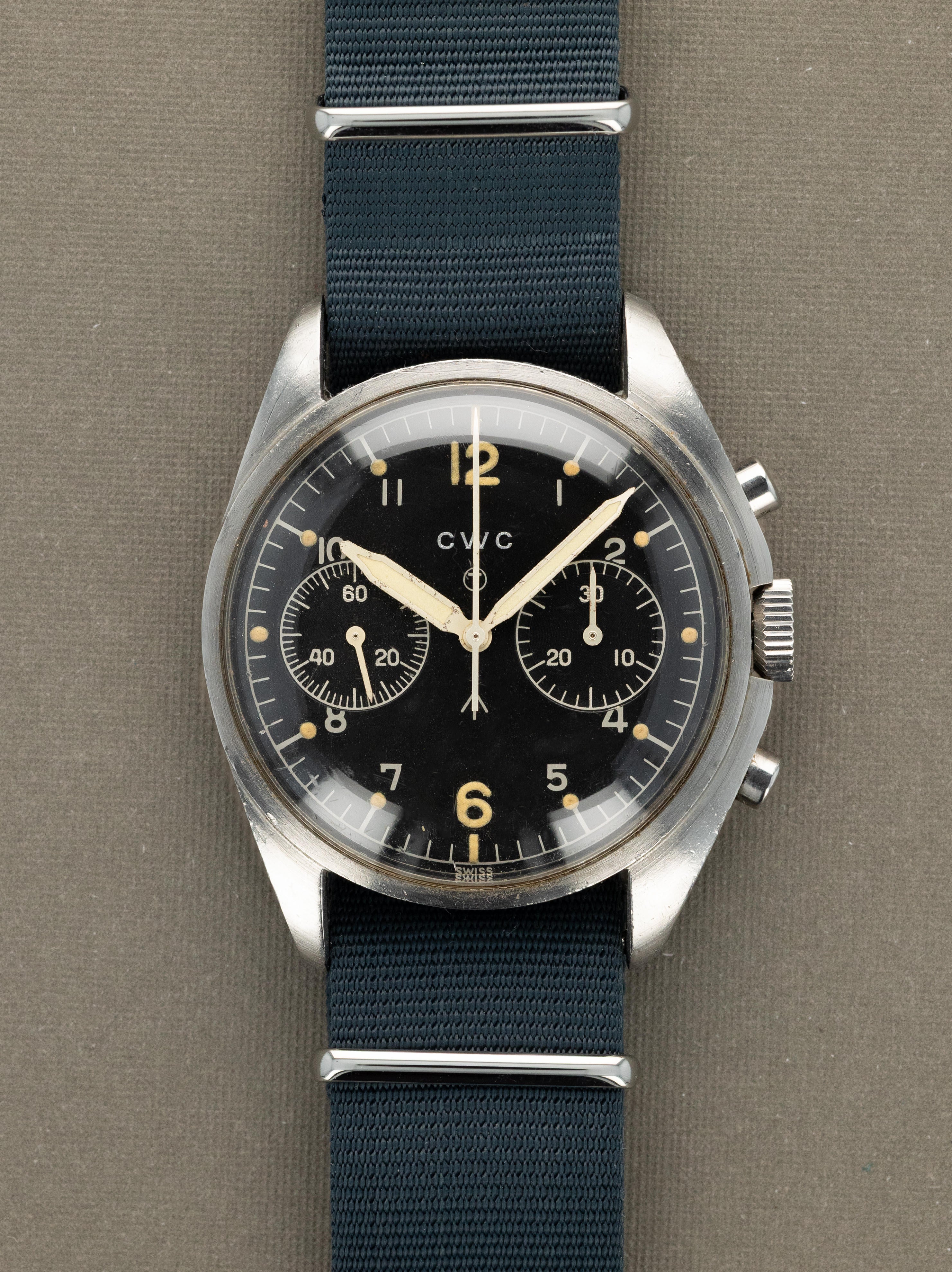 CWC 'RAF' Chronograph Ref. 0552/924-3306 - Matte Black 'Gilt' Dial Unpolished