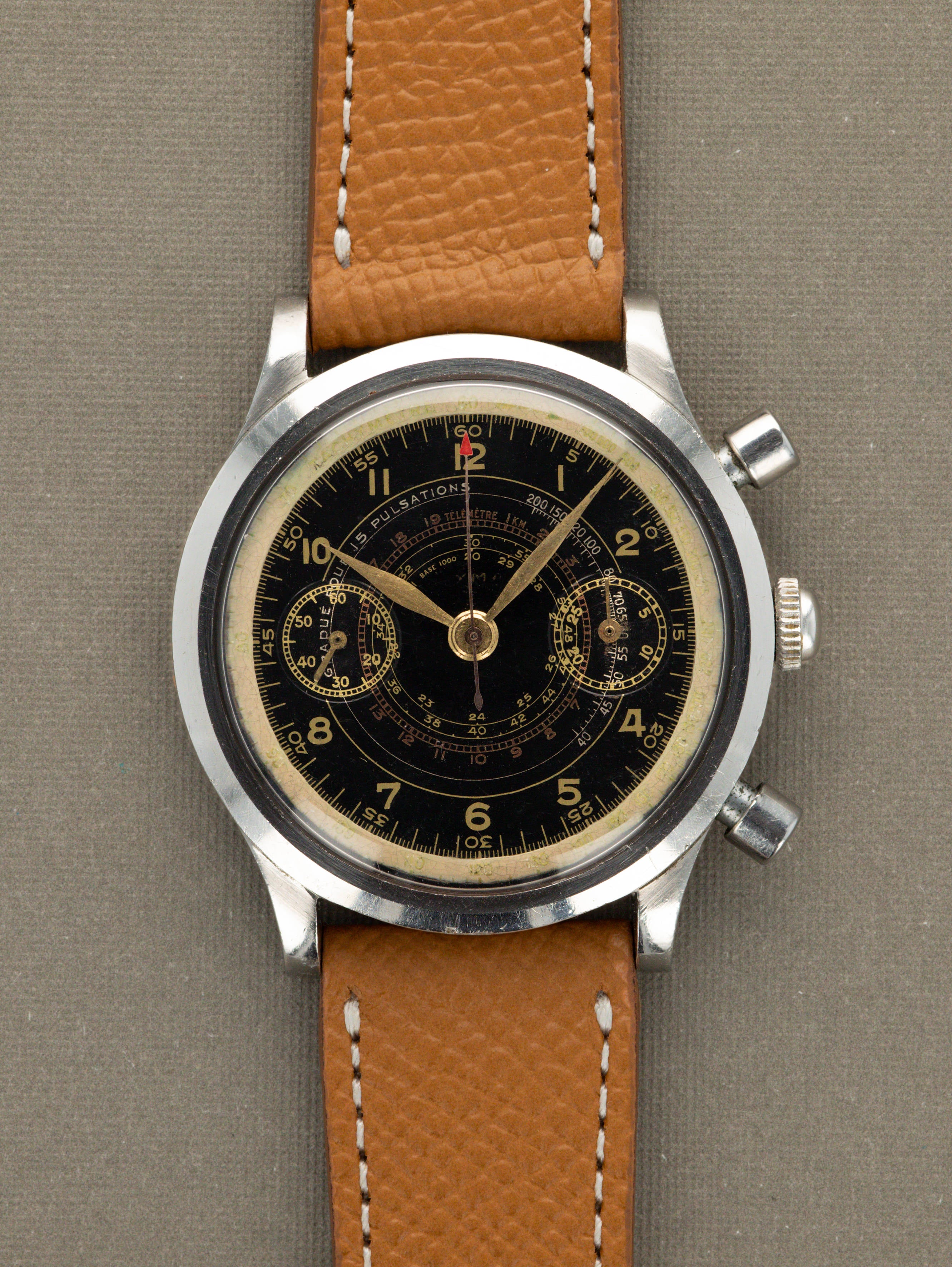 CYMA 'Clamshell' Chronograph - Black Gilt 'Multi-Scale' Non-Luminous Dial Unpolished