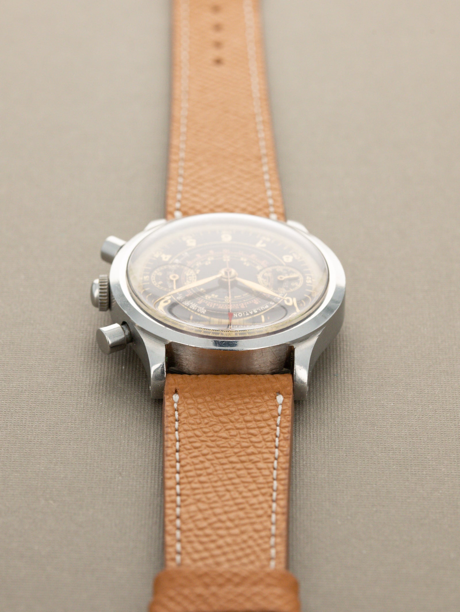 CYMA 'Clamshell' Chronograph - Black Gilt 'Multi-Scale' Non-Luminous Dial Unpolished