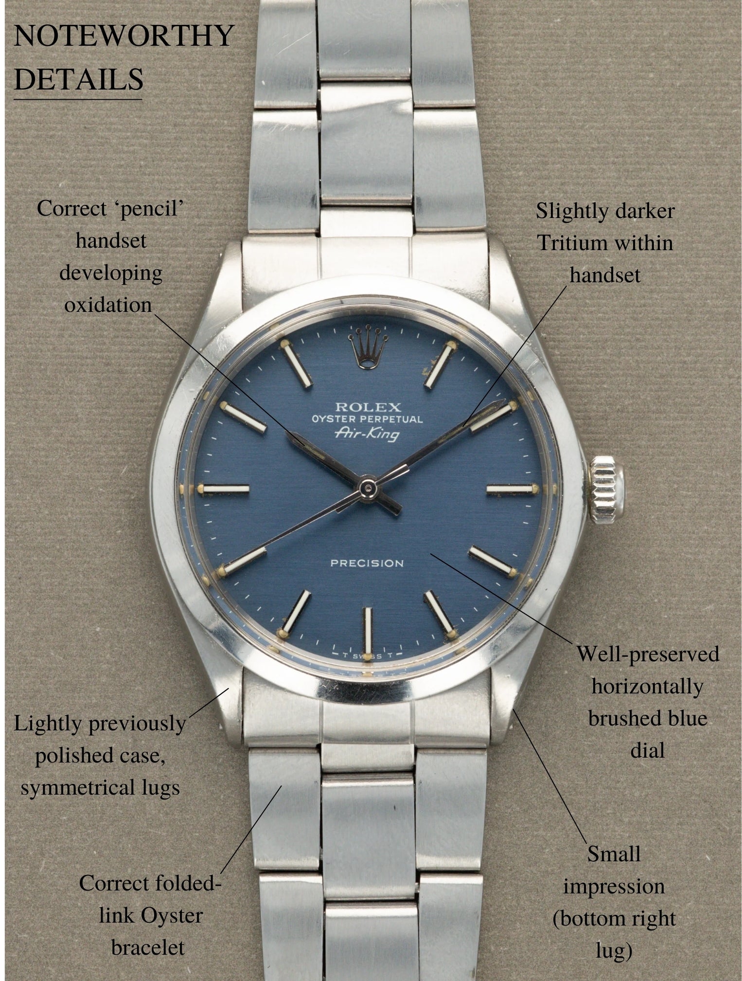 Rolex Air-King Ref. 5500 - 'Brushed' Blue Dial