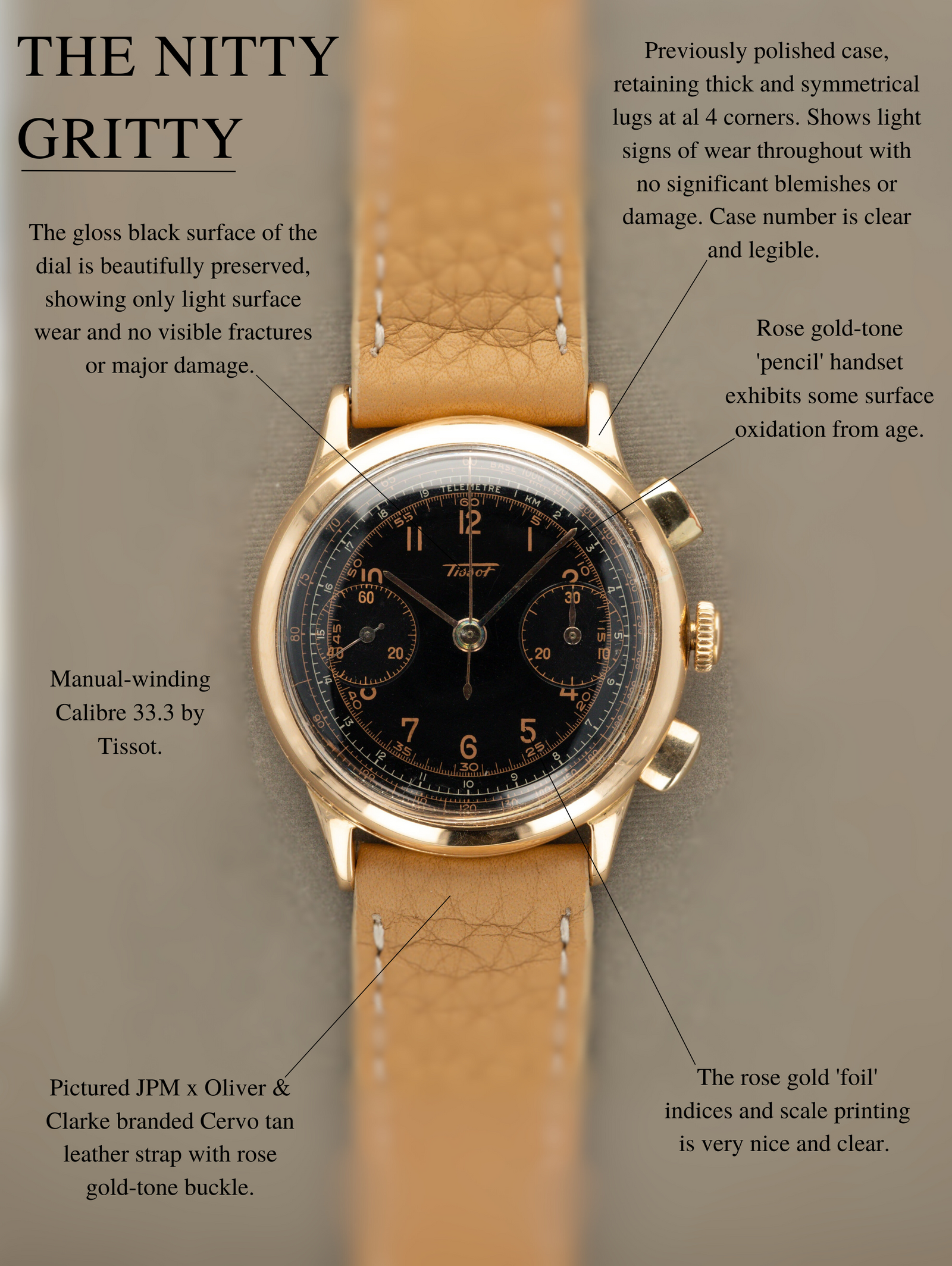Tissot 15TL Rose Gold Chronograph - Black 'Gilt' Multi-Scale' Dial
