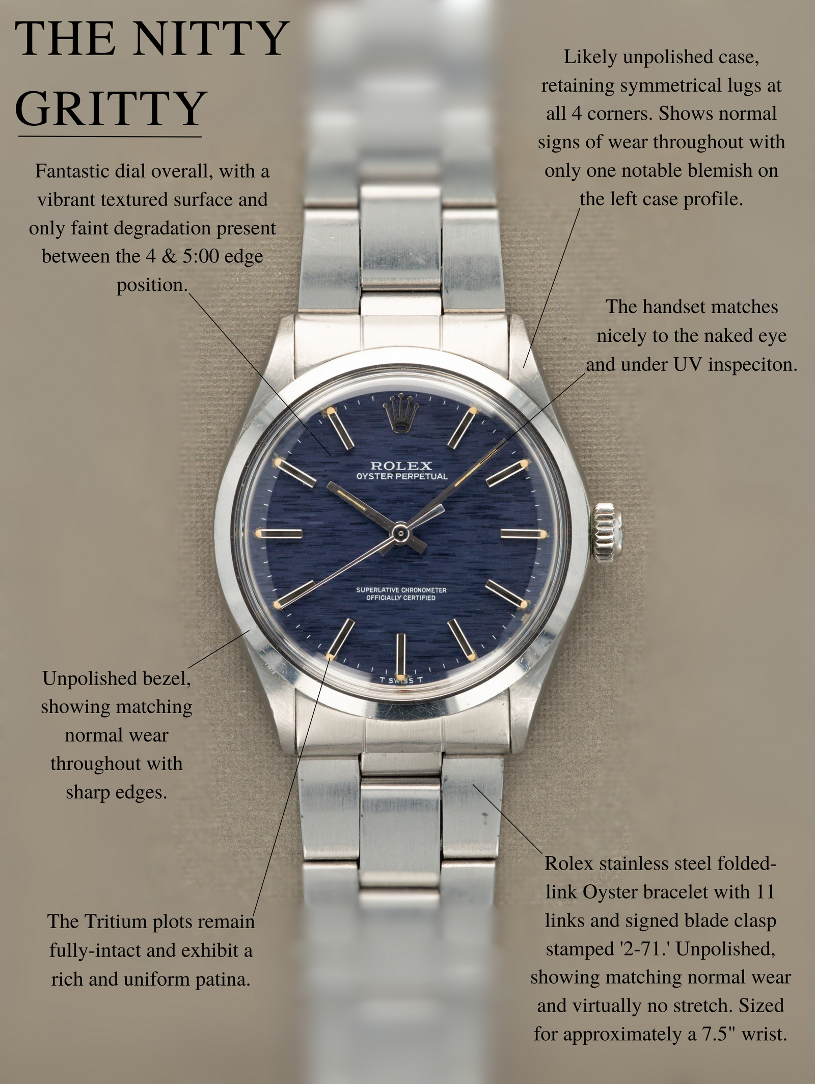 Rolex Oyster Perpetual Ref. 1002 - Blue 'Mosaic' Dial Unpolished