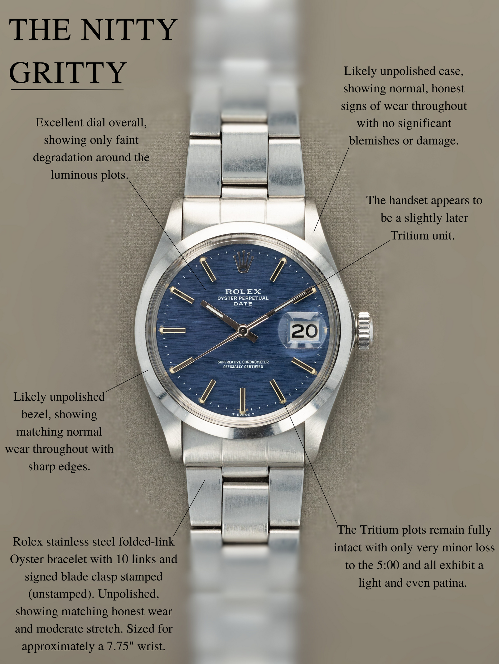 Rolex Oyster Perpetual Date Ref. 1500 - Blue 'Mosaic' Dial Unpolished