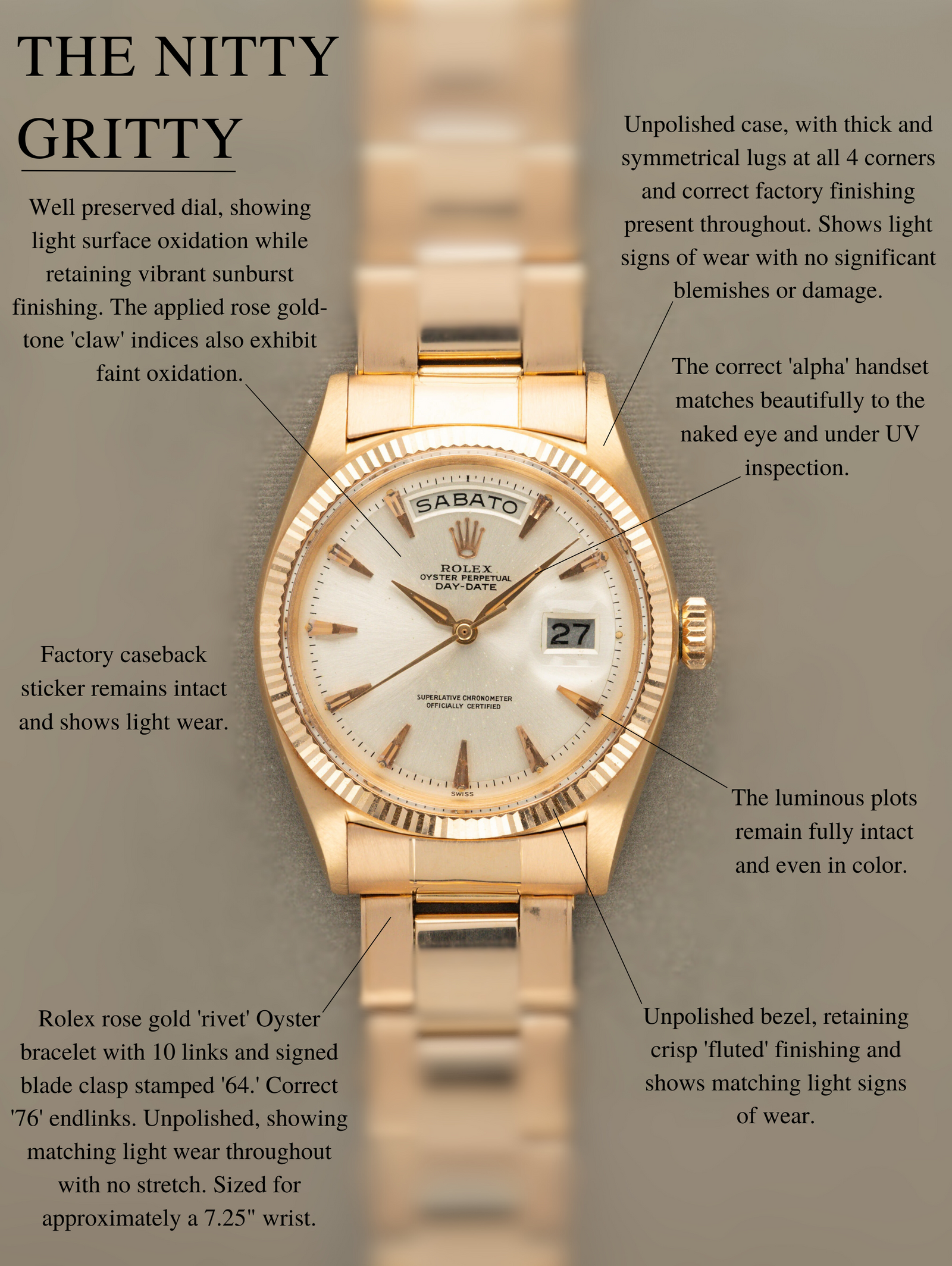 Rolex Day-Date Ref. 1803 - Rose Gold w/ Silver 'Claw' Dial LNOS w/ Caseback Sticker