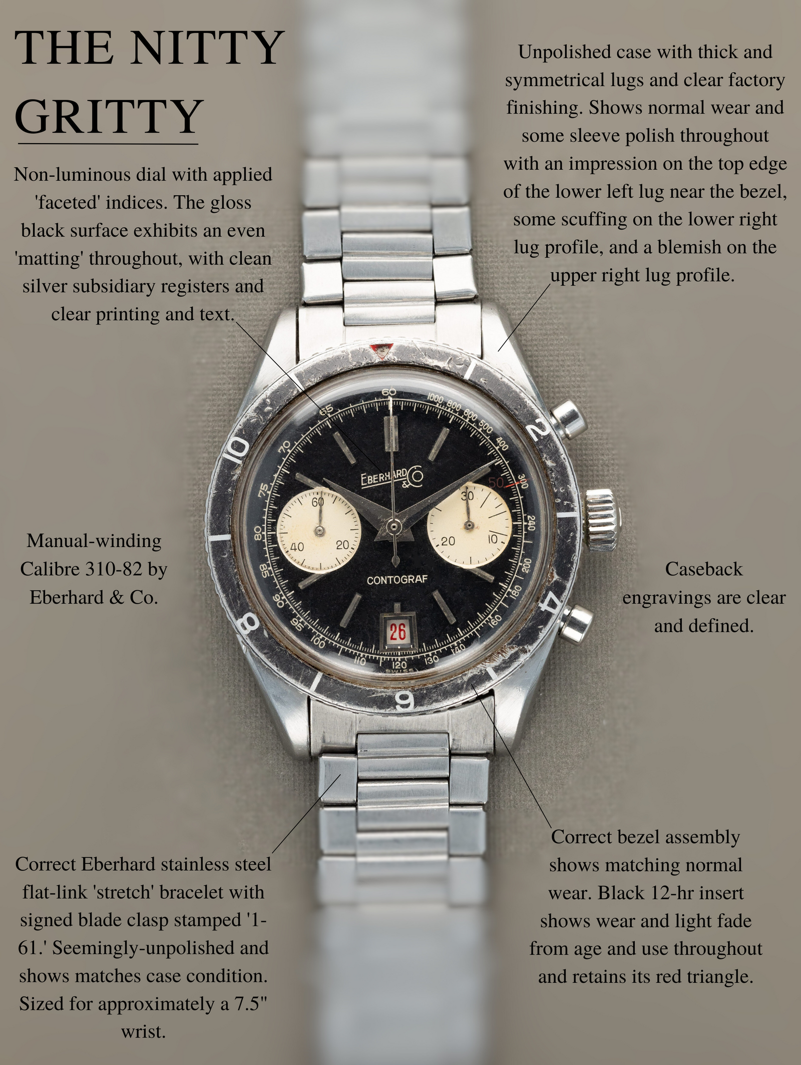 Eberhard and Co. Contograf Chronograph Ref. 14901 - Non-Luminous Dial Unpolished