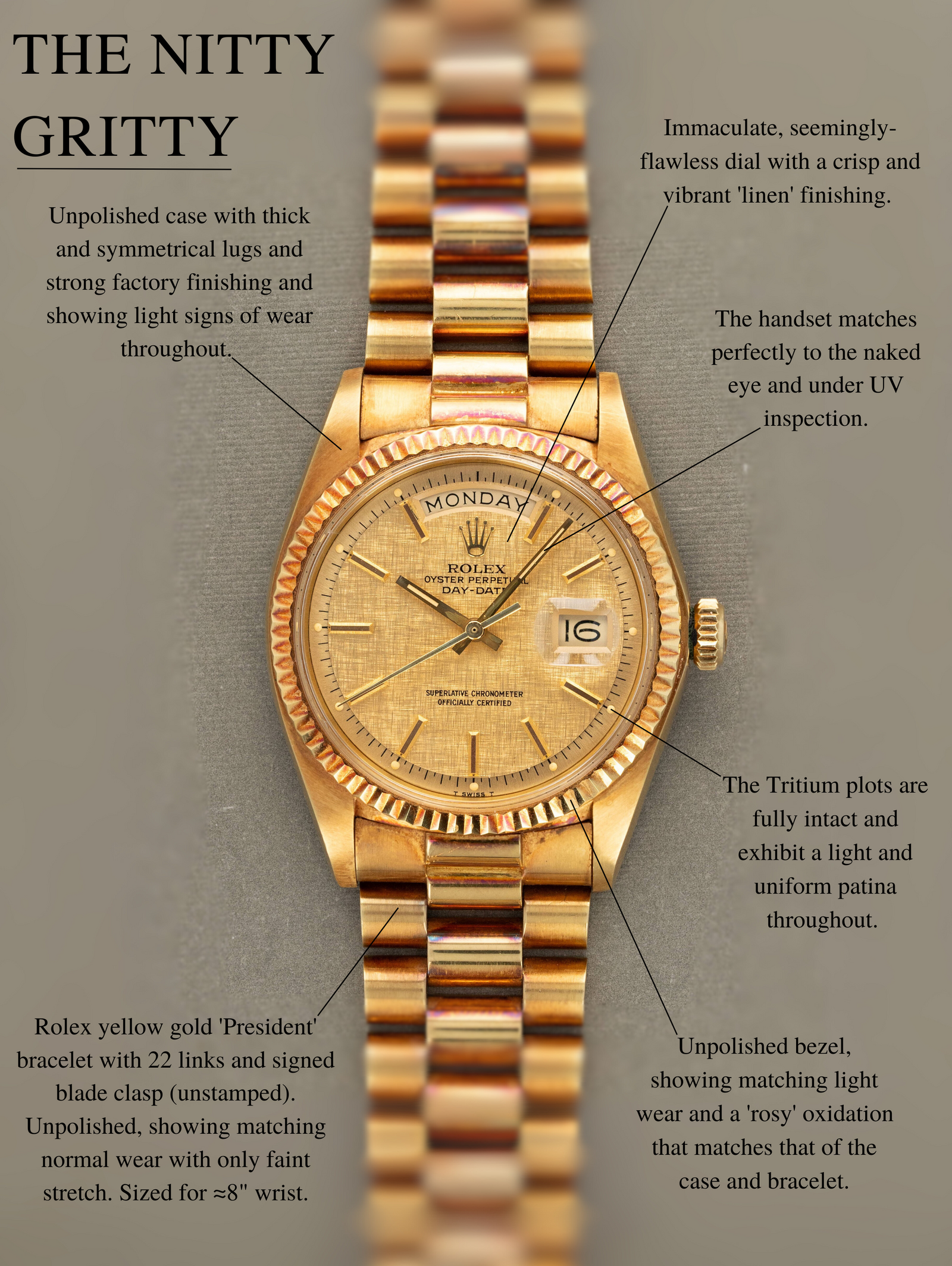 Rolex Day-Date Ref. 1803 - Champagne 'Linen' Dial Unpolished