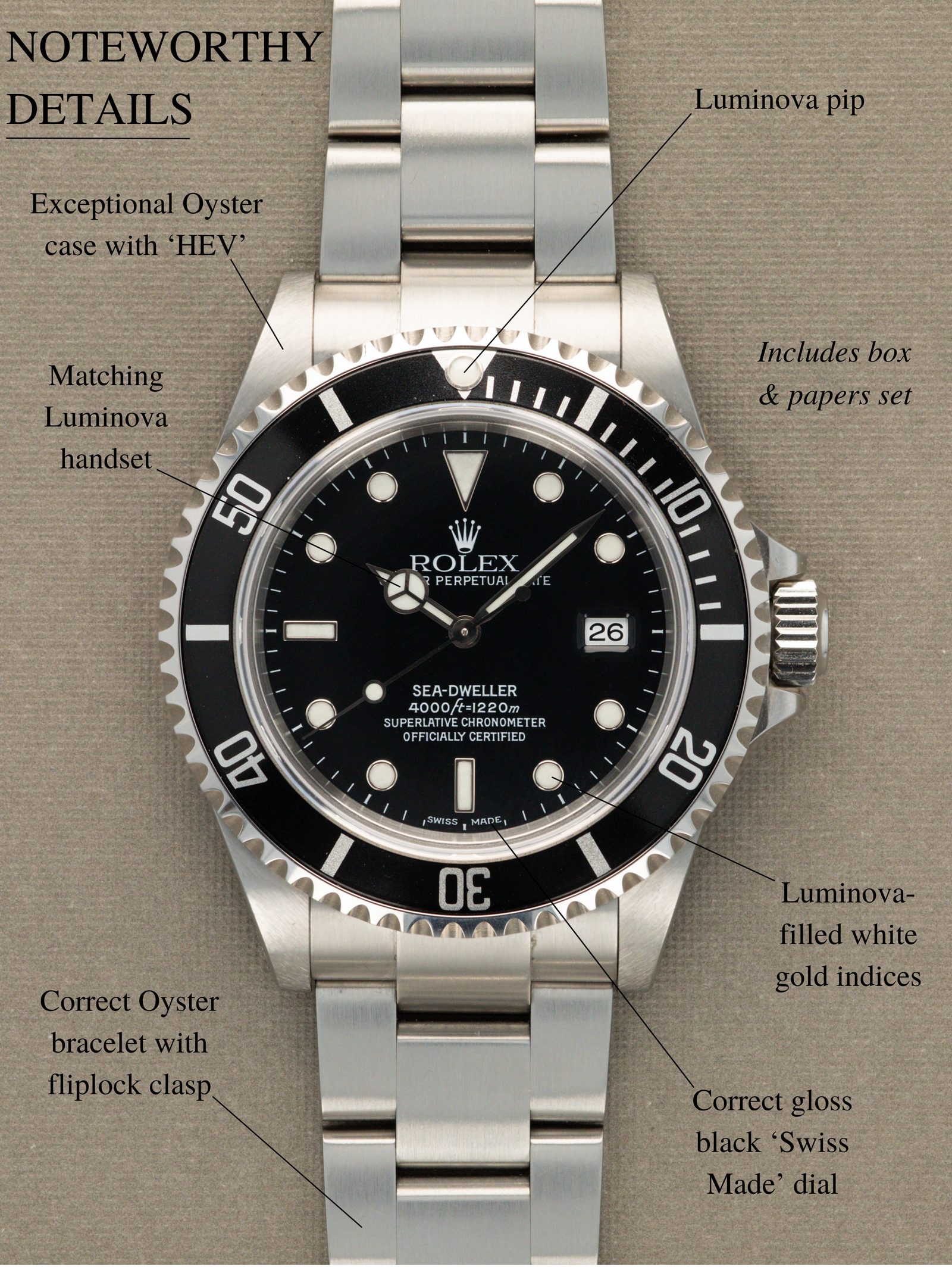 Rolex Sea-Dweller Ref. 16600 - SuperLuminova Dial w/ Box & Papers