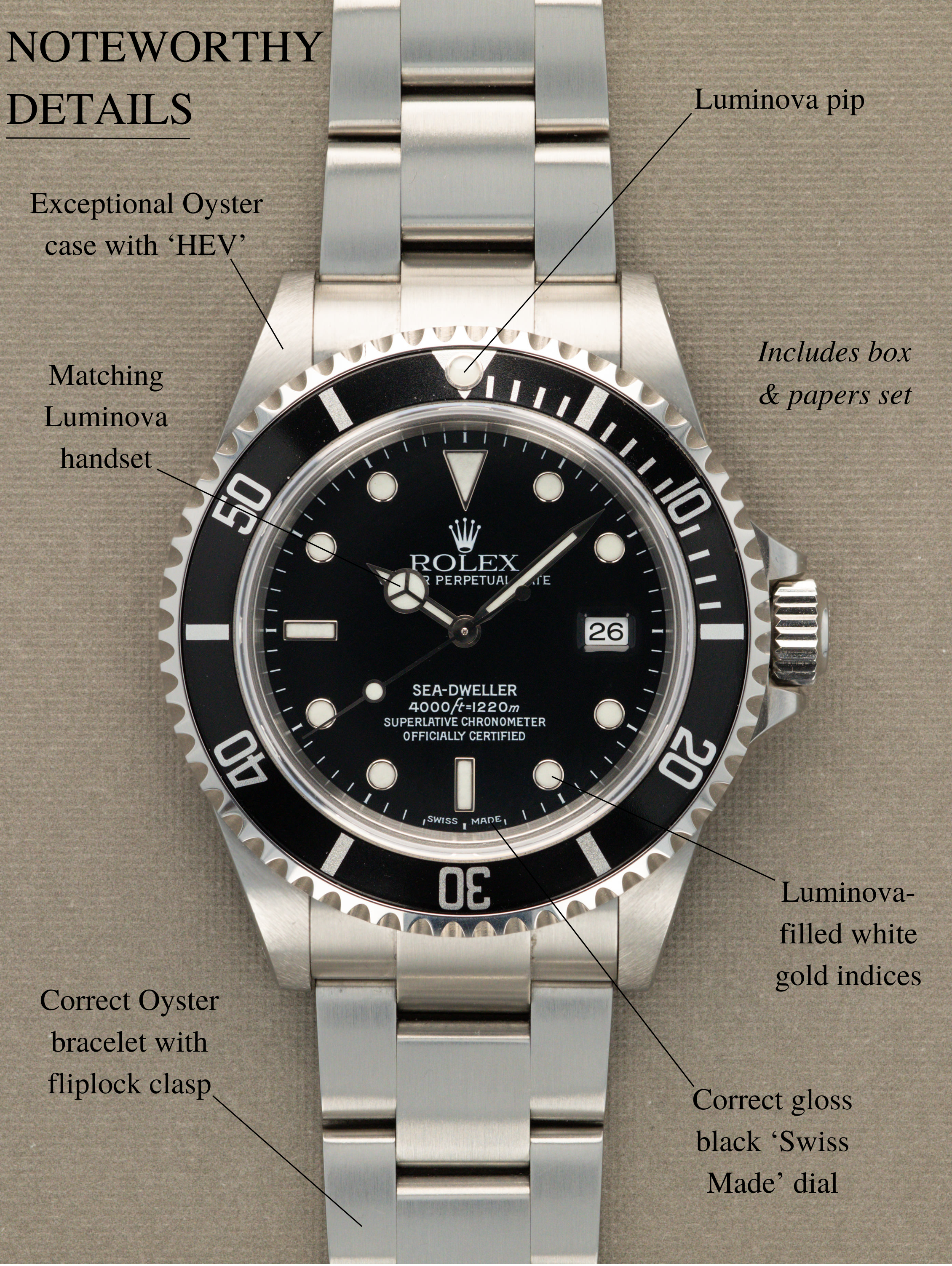 Rolex Sea-Dweller Ref. 16600 - SuperLuminova Dial w/ Box & Papers
