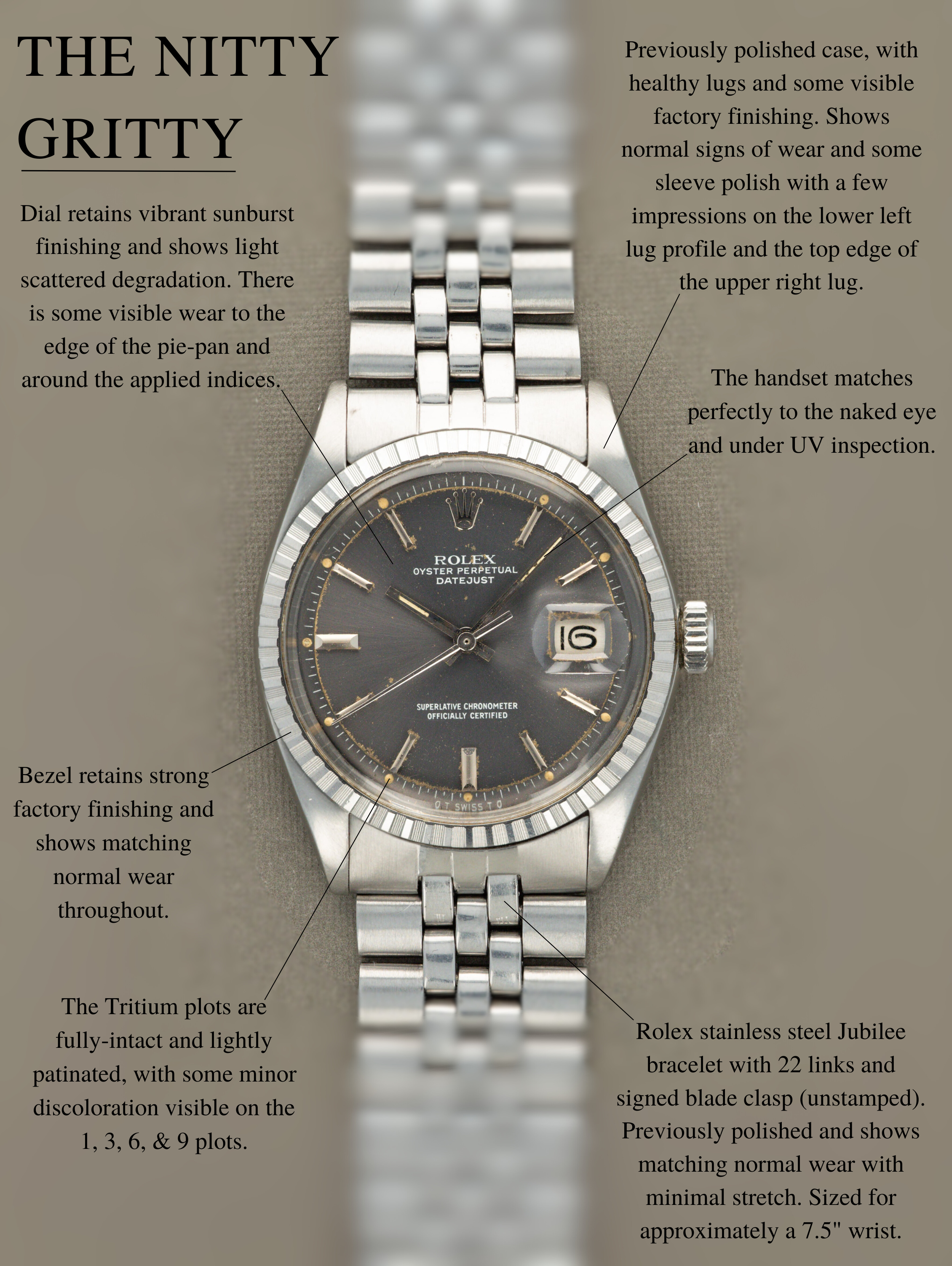 Rolex Datejust Ref. 1603 - Sunburst Grey 'Sigma' Dial