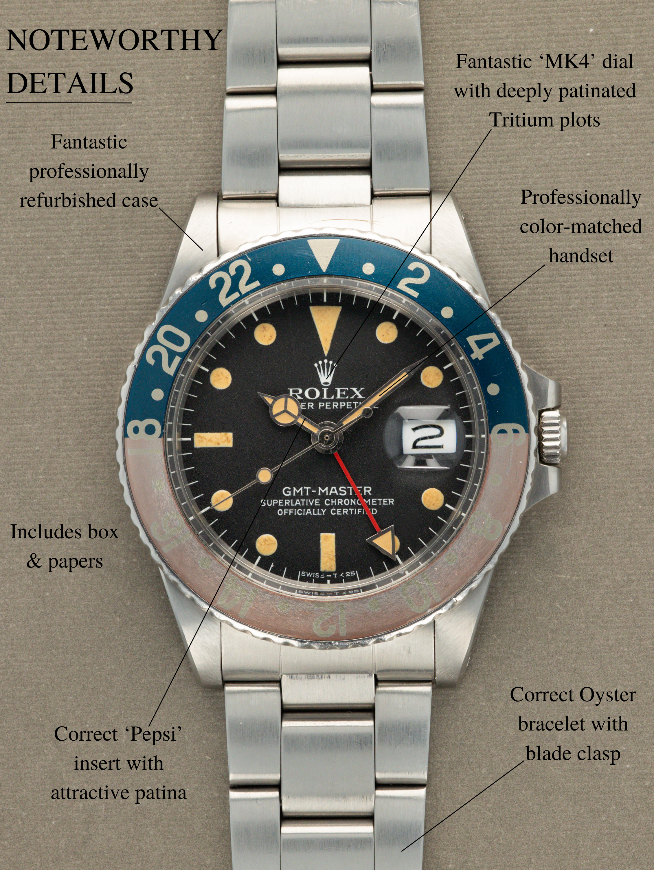 Rolex GMT-Master Ref. 1675 - 'MK4' Dial w/ Box & Papers