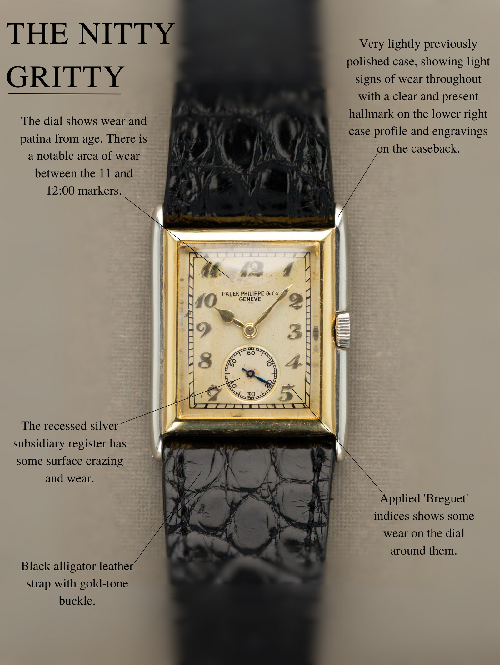 Patek Philippe Two-Tone Yellow & White Gold Rectangular Dress Watch - 'Breguet' Dial w/ Box & Extract