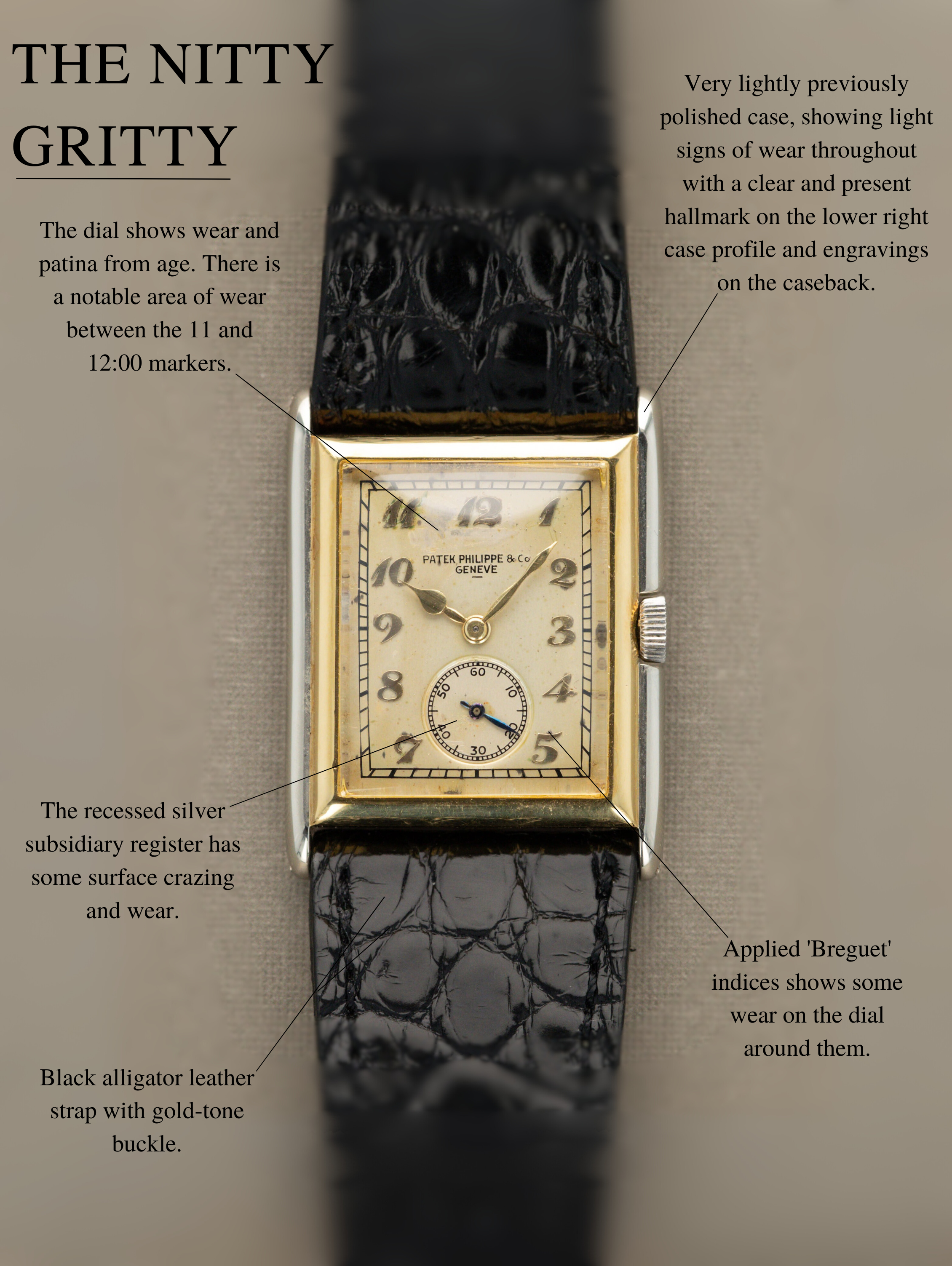 Patek Philippe Two-Tone Yellow & White Gold Rectangular Dress Watch - 'Breguet' Dial w/ Box & Extract
