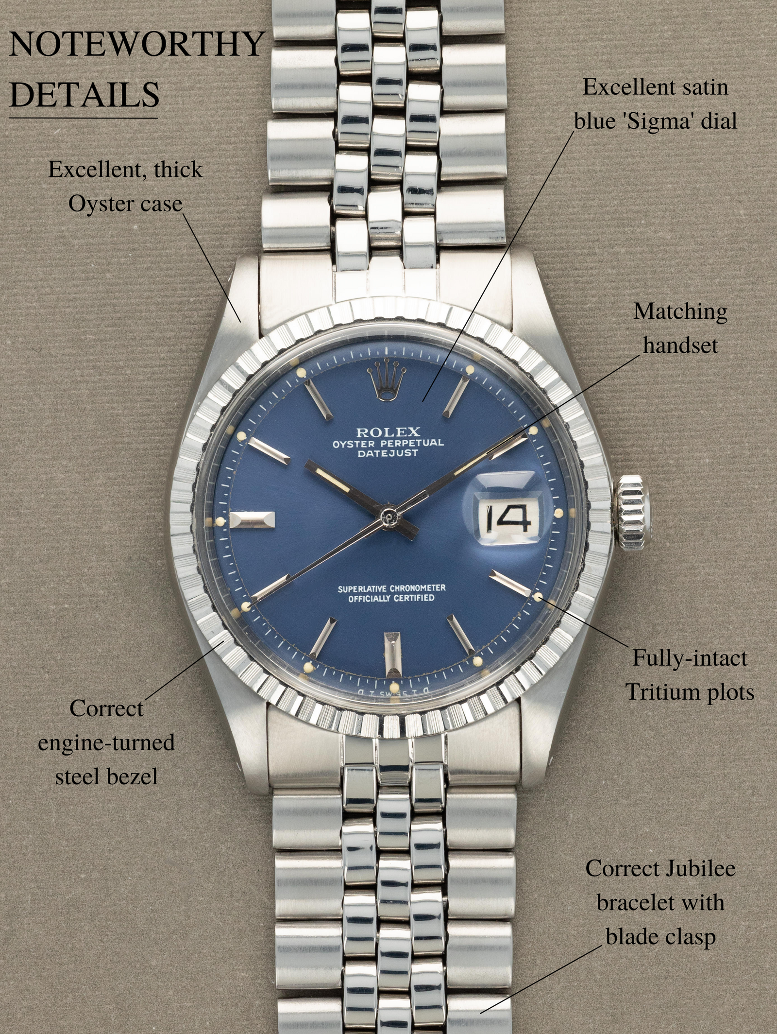 Rolex Datejust Ref. 1603 - Satin Blue 'Sigma' Dial