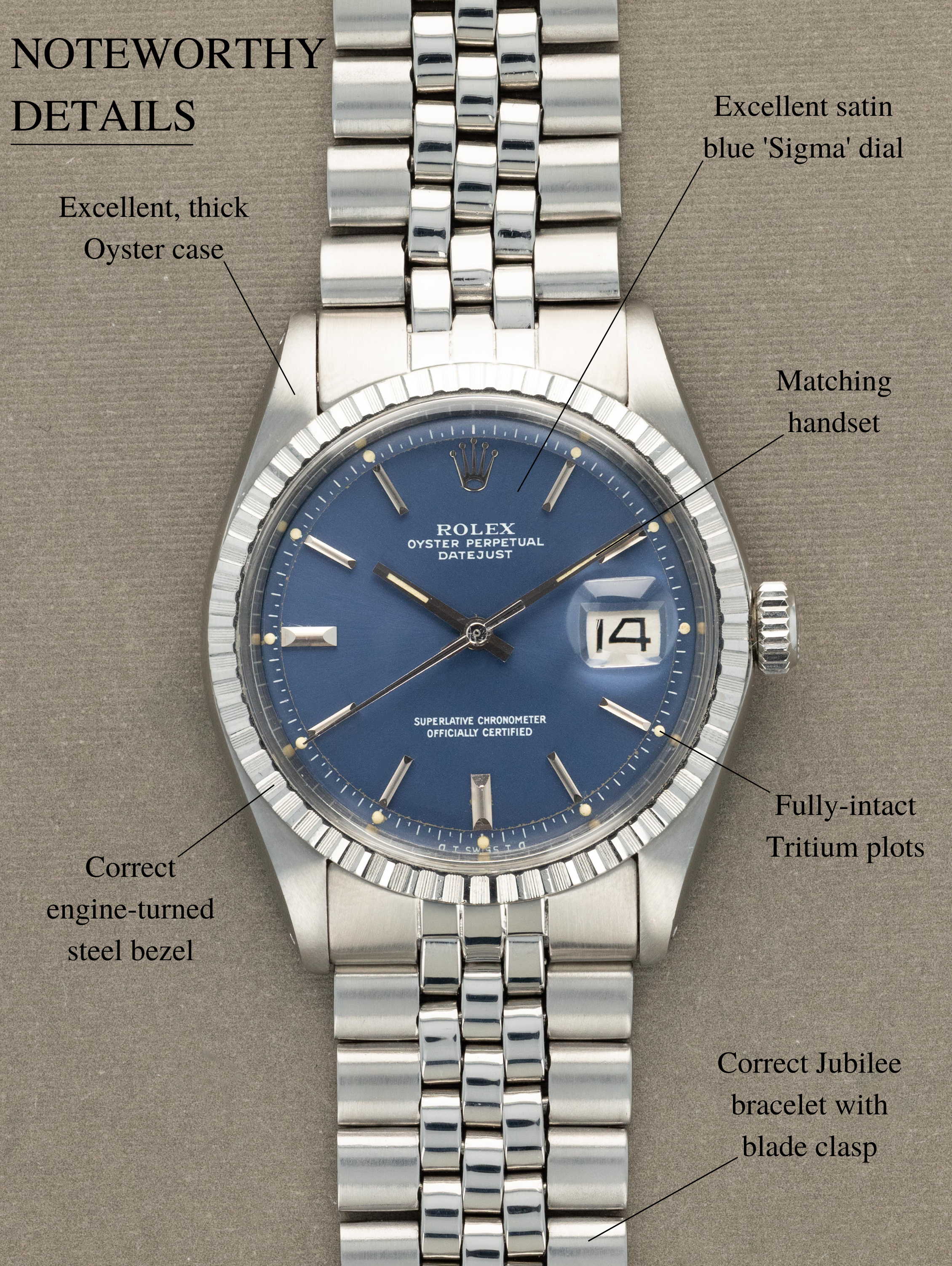 Rolex Datejust Ref. 1603 - Satin Blue 'Sigma' Dial