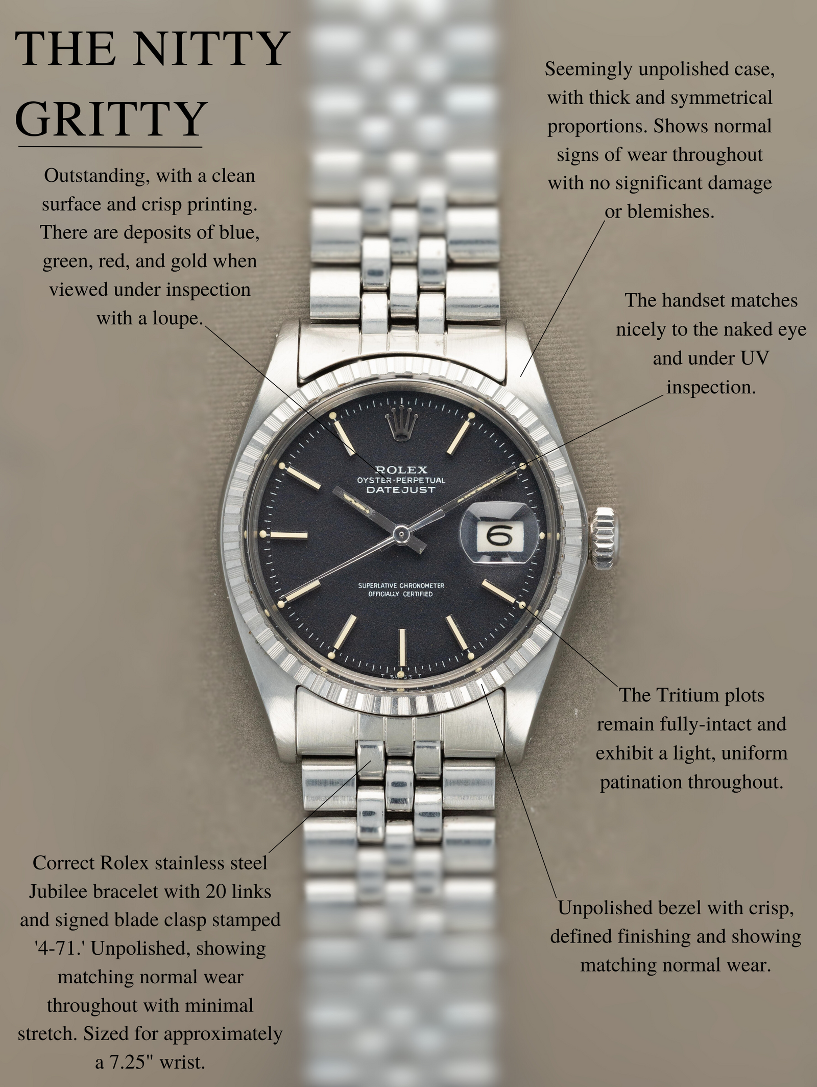 Rolex Datejust Ref. 1603 - Black 'Confetti' Dial Unpolished