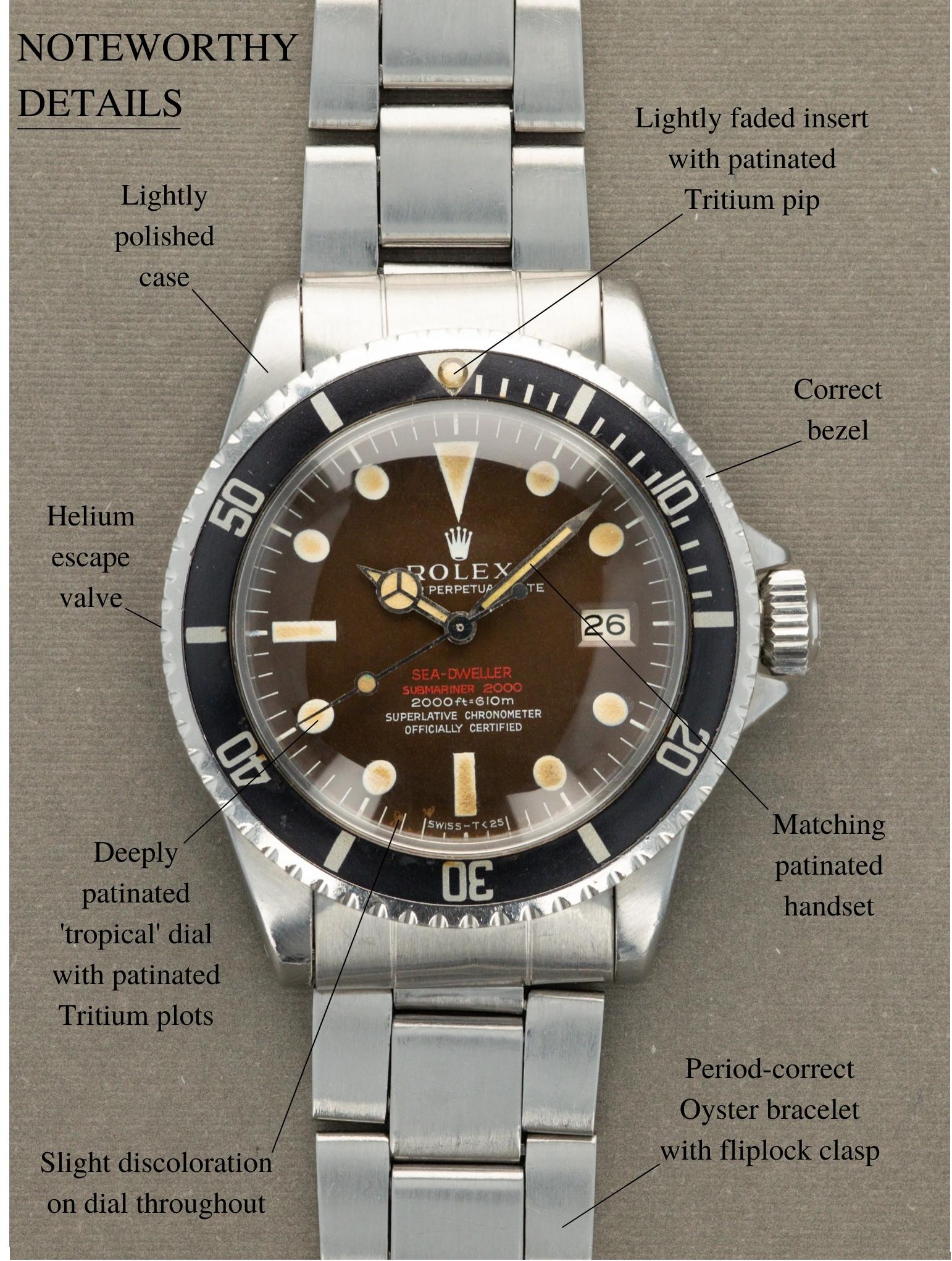 Rolex Sea Dweller Ref. 1665 Double Red MK2 Tropical Dial Thin C