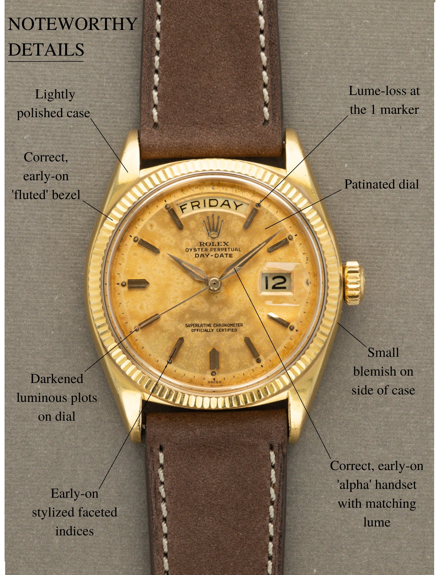 Rolex Day-Date Ref. 1803 - Early 'Alpha Hand' Example
