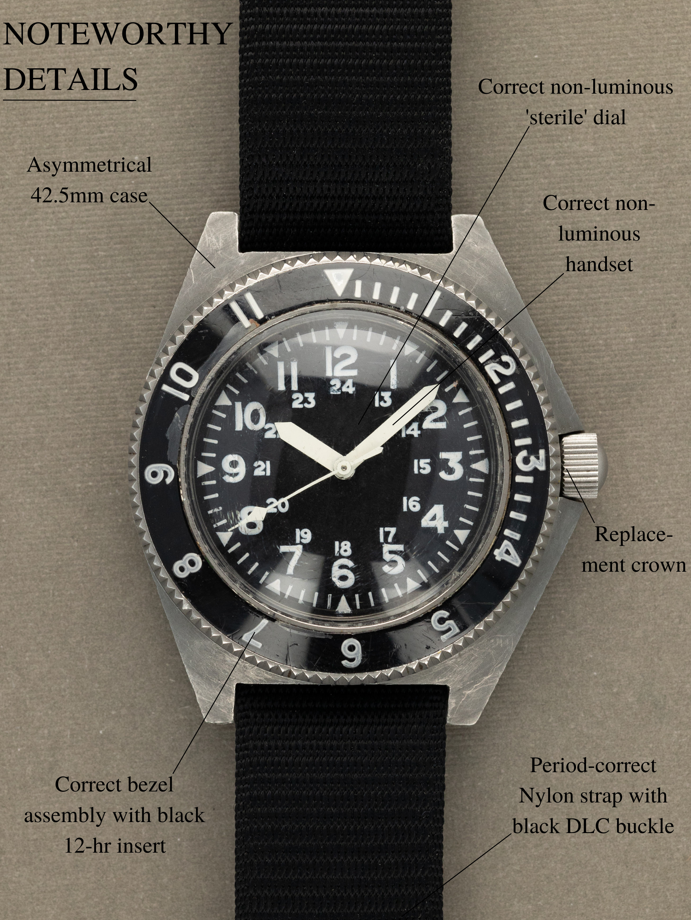 Benrus Type II Class B - Non-Luminous 'Sterile' Dial