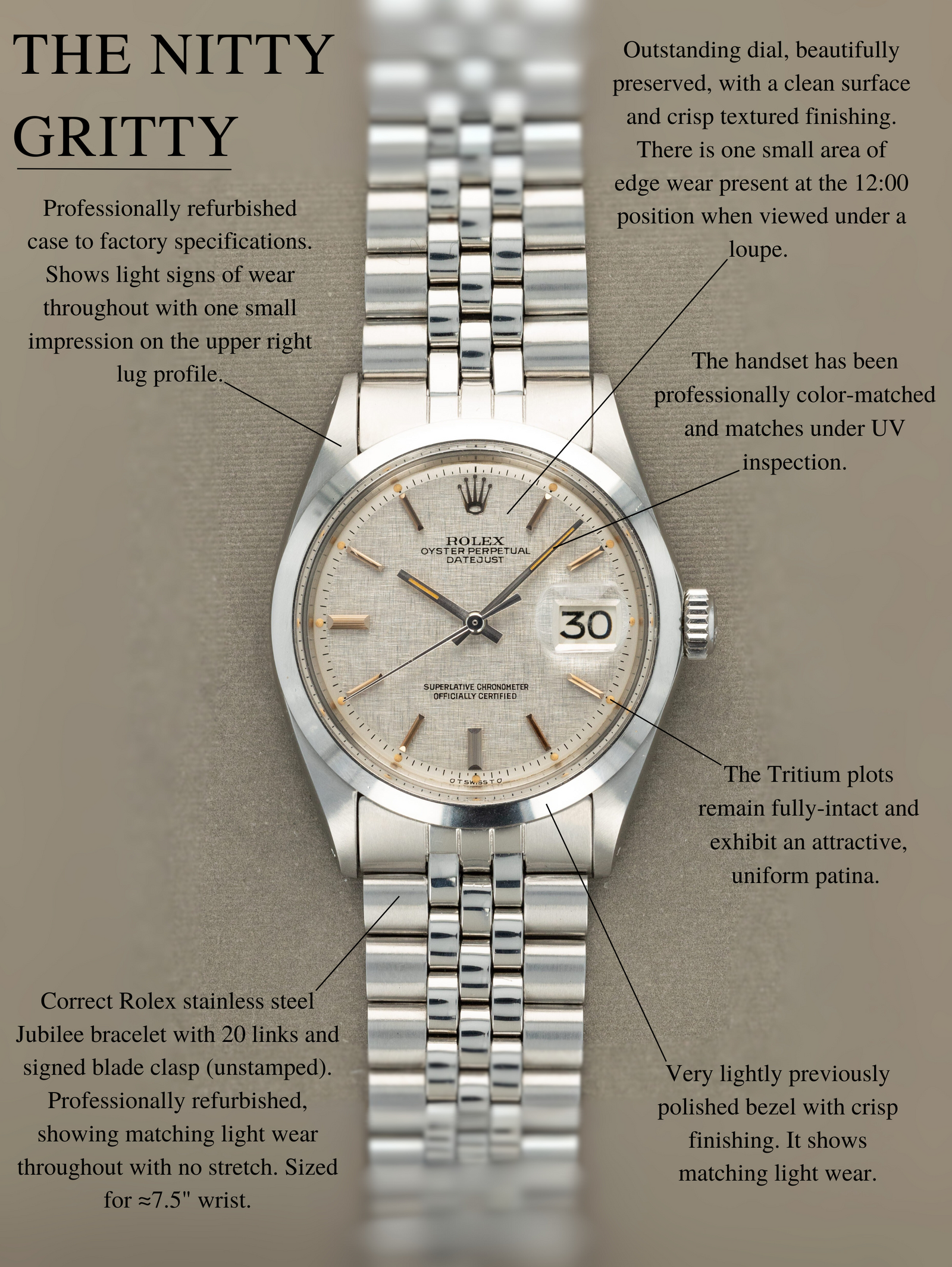 Rolex Datejust Ref. 1600 - Silver 'Linen' Dial