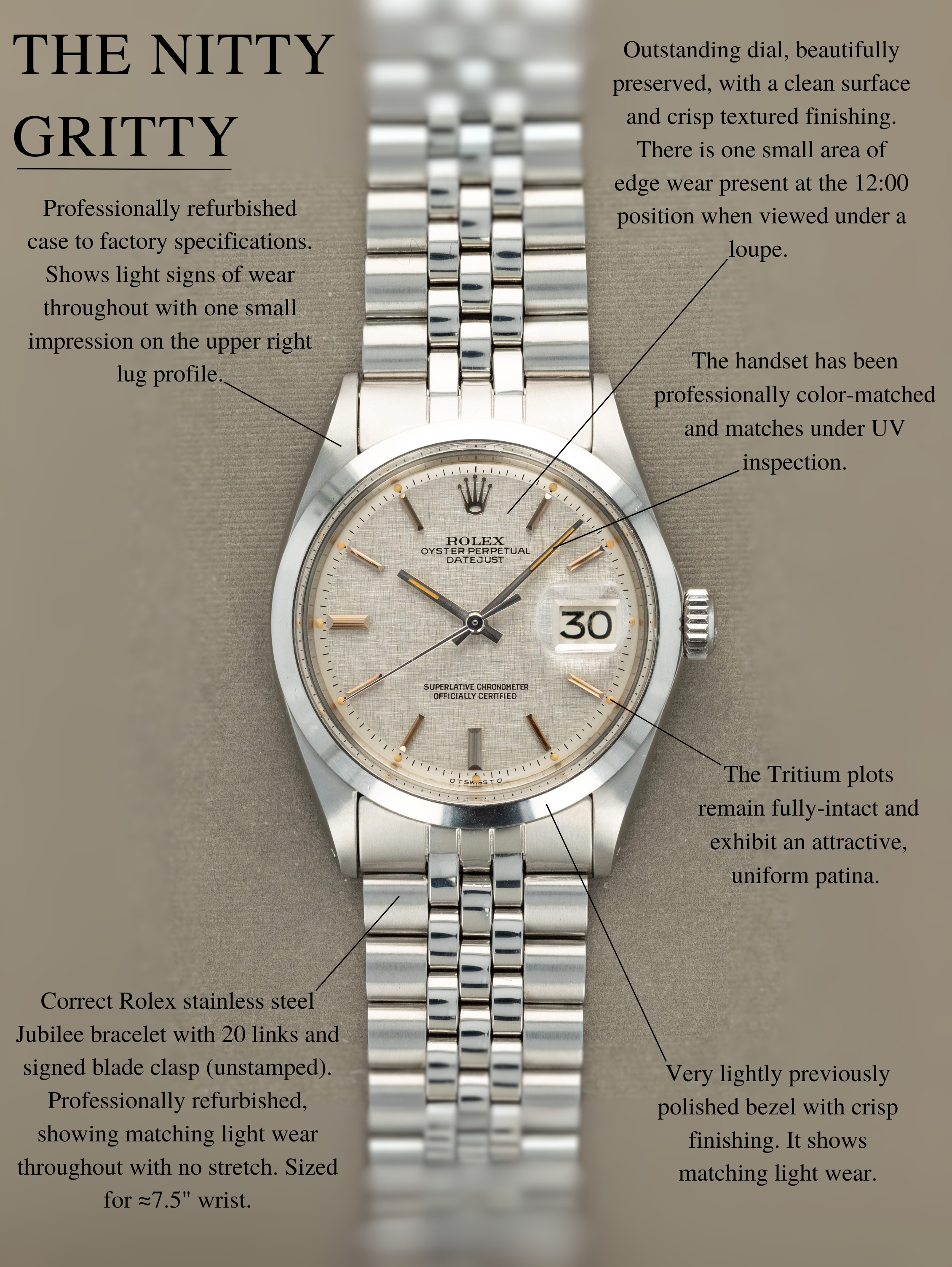 Rolex Datejust Ref. 1600 - Silver 'Linen' Dial