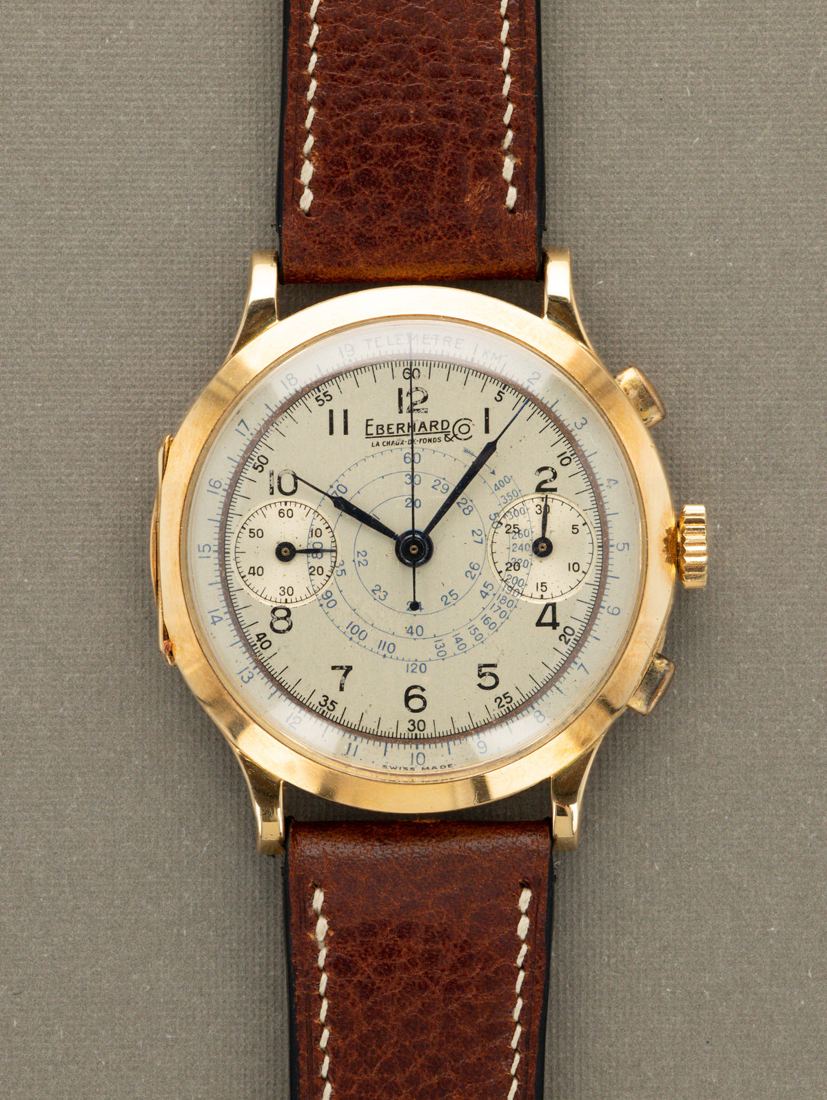 Eberhard and Co. Pre Extra-Fort - Satin Silver 'Snail' Dial c. 1940