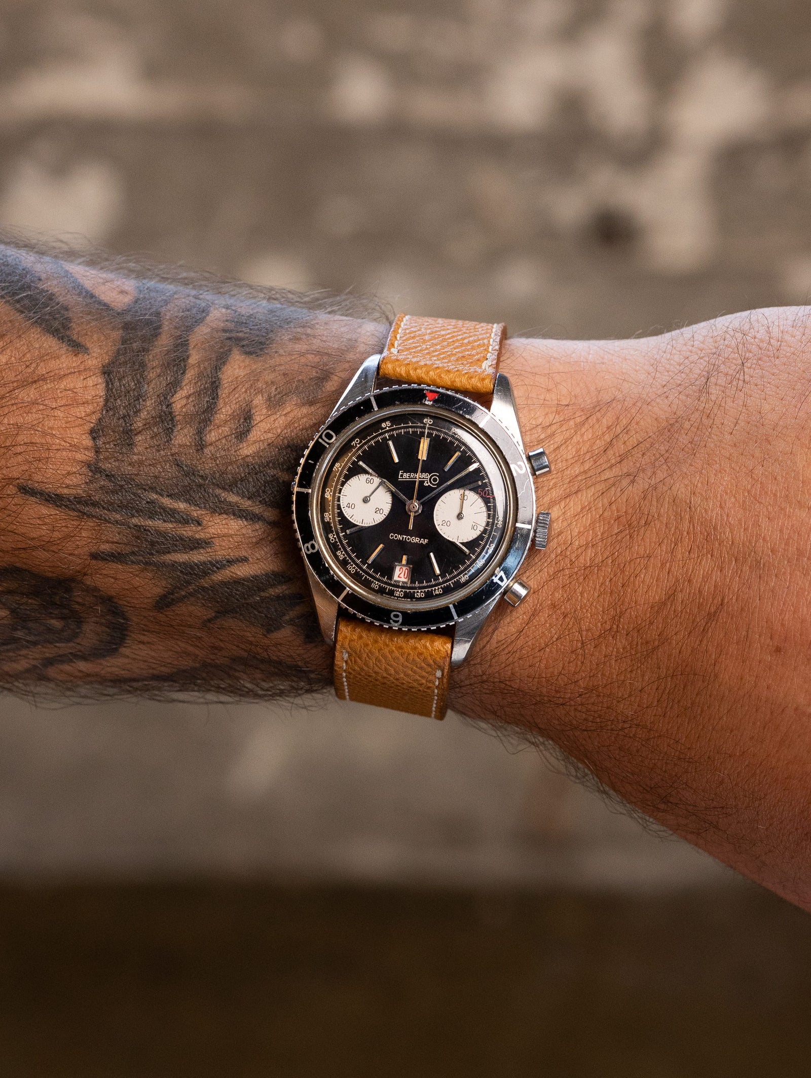 Eberhard and Co. Contograf Ref. 131501 - Satin Black Dial Unpolished