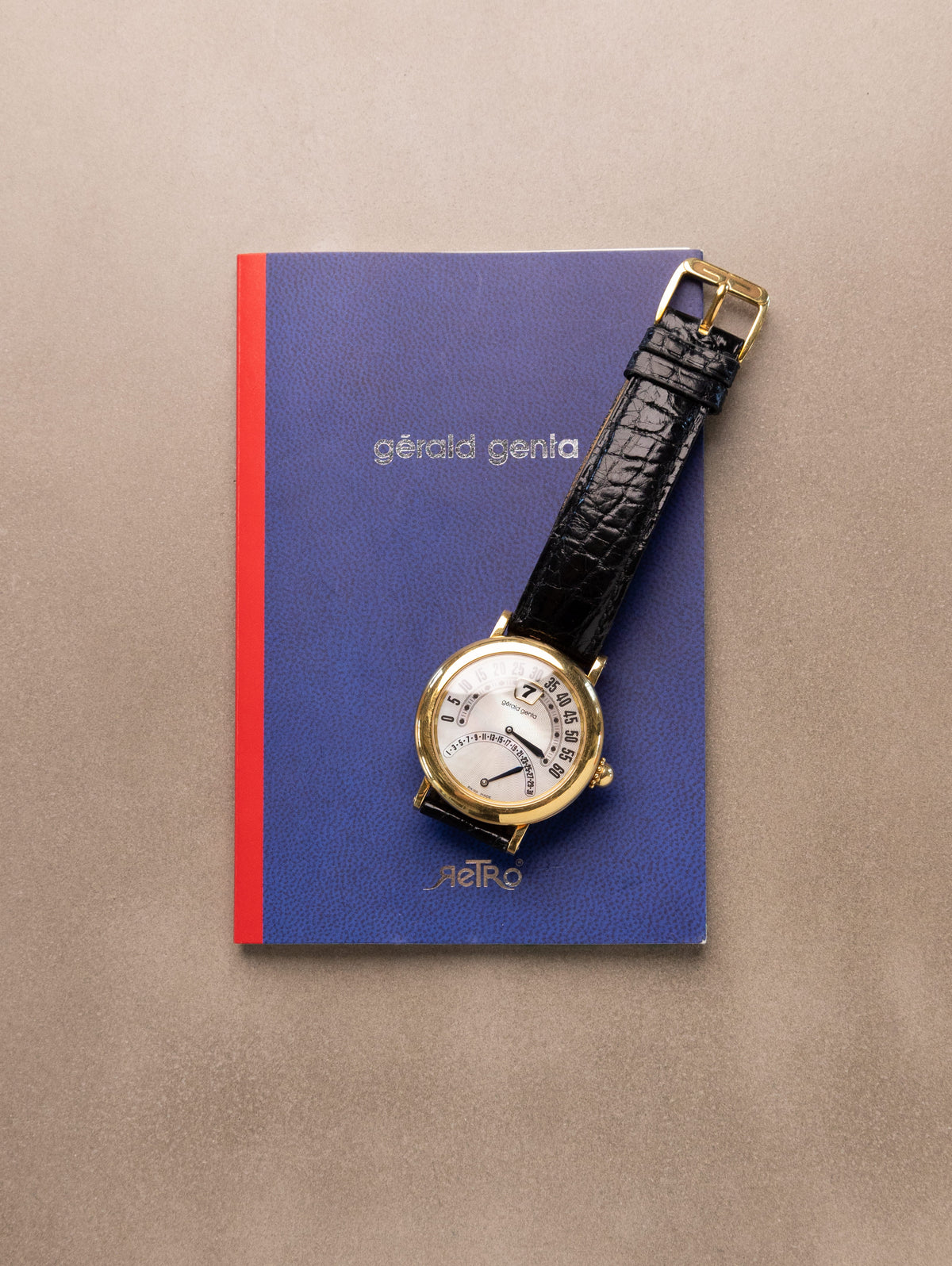 Gérald Genta BiRetro Jump Hour Ref. G.3734 - 'White 'Guilloche' MOP Dial Unpolished w/ Booklet