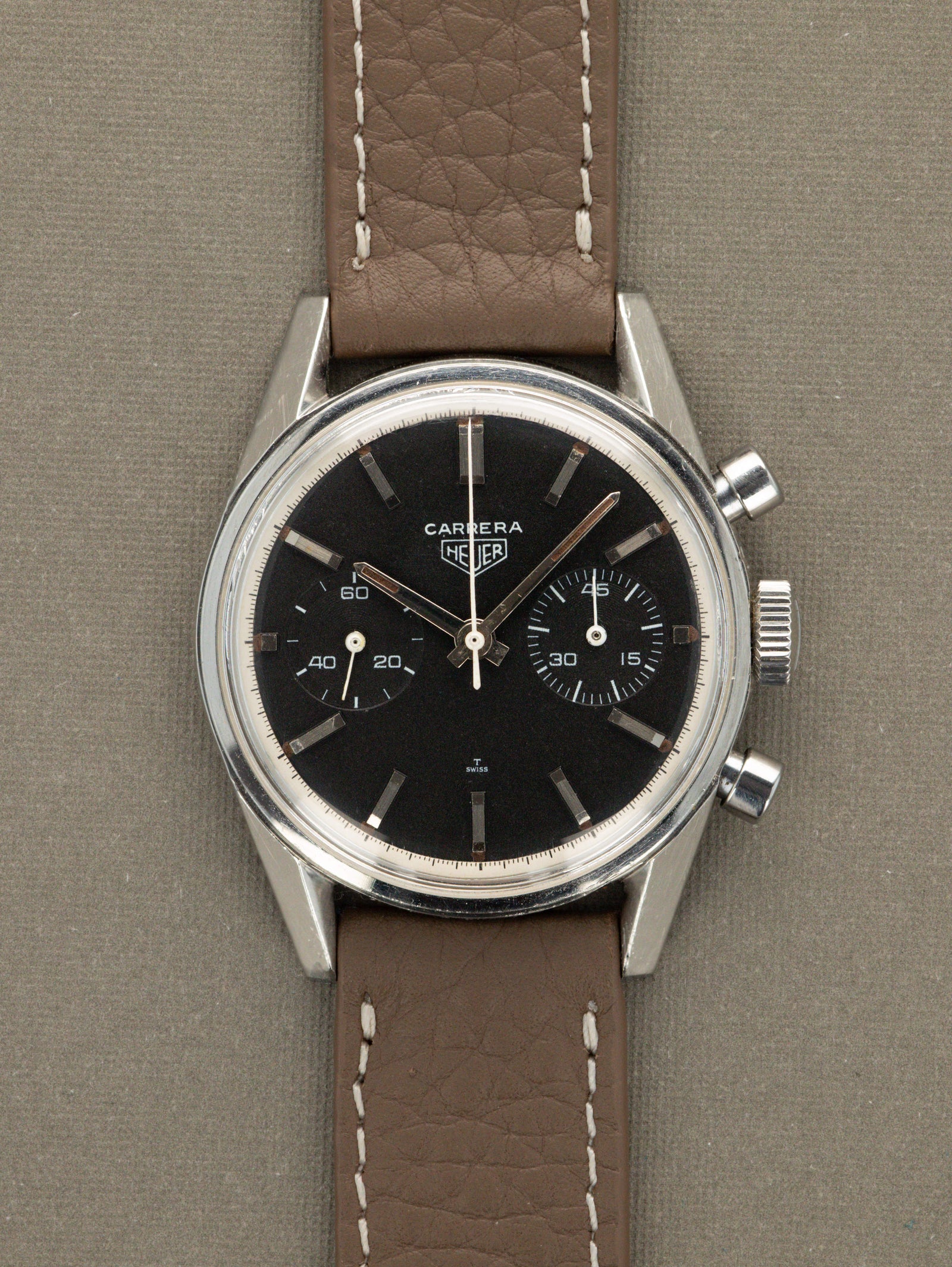 Heuer Carrera Ref. 3647N - Matte Black Dial Unpolished