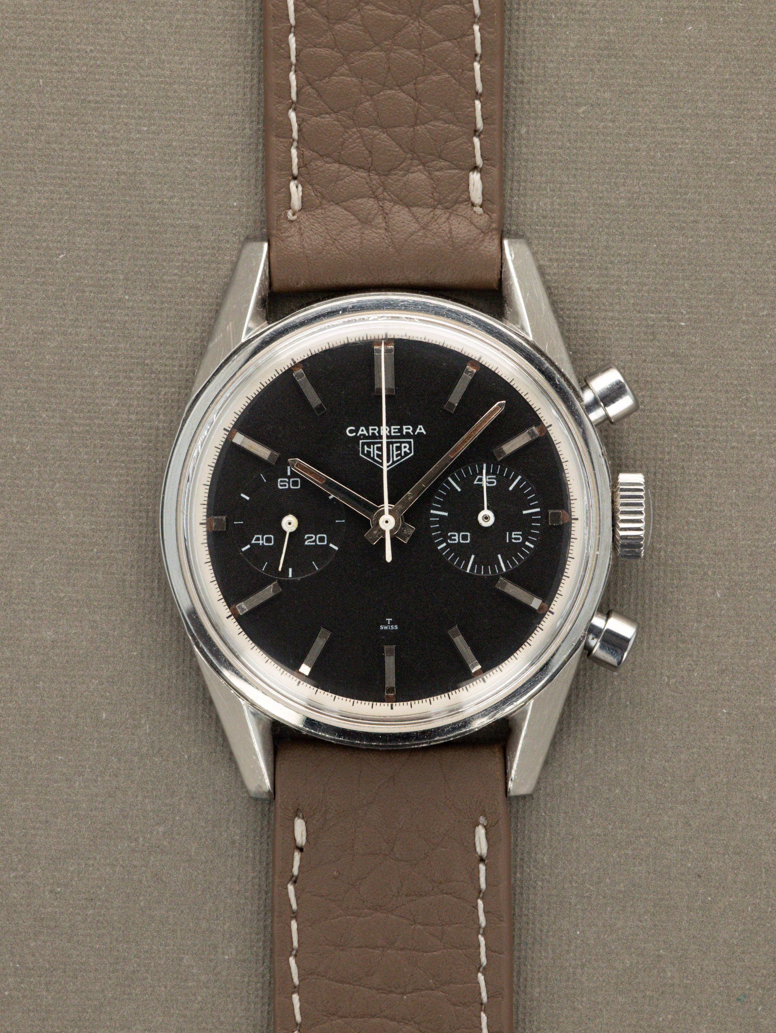 Heuer Carrera Ref. 7753N - Matte Black Dial Unpolished