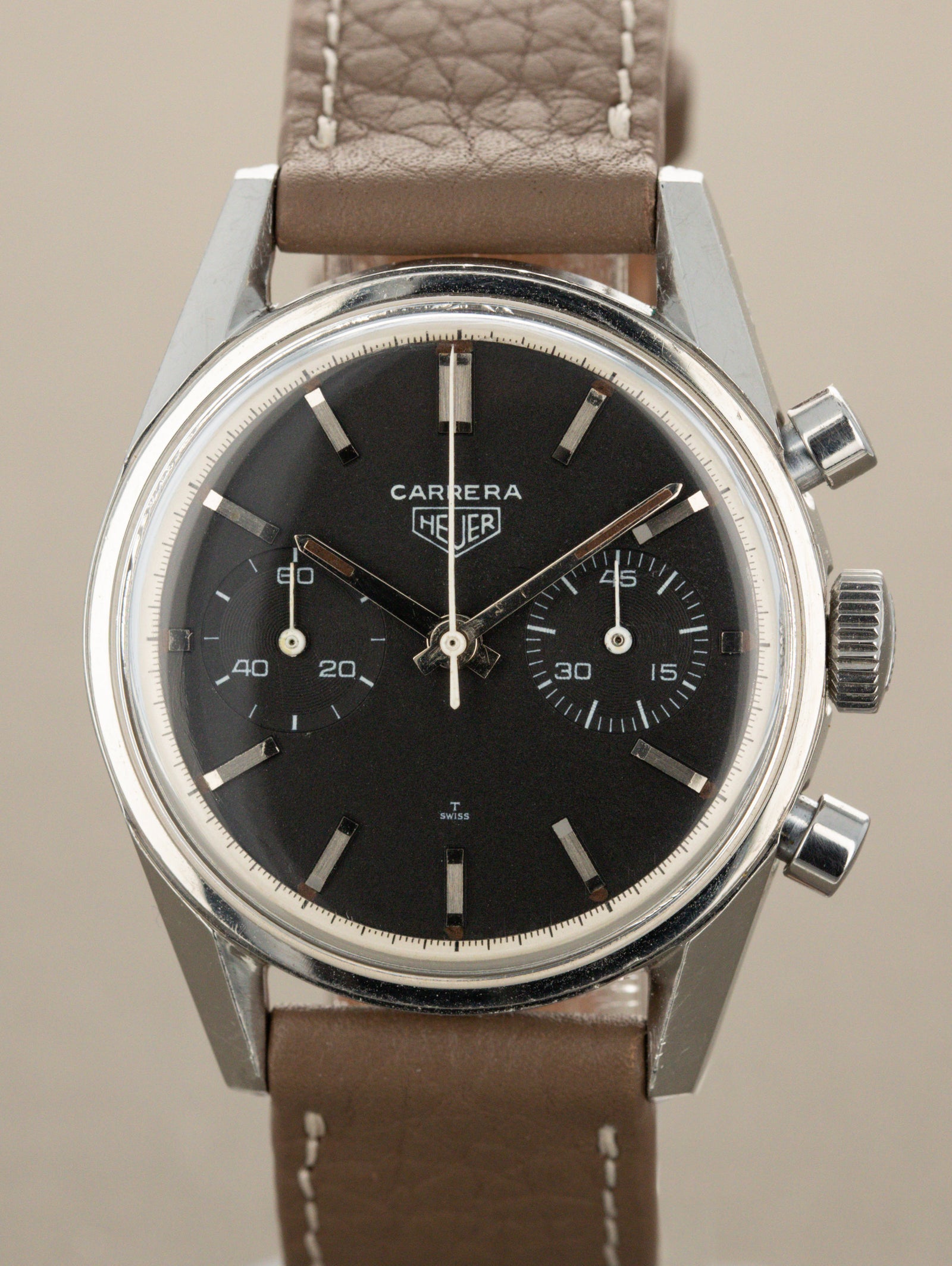 Heuer Carrera Ref. 3647N - Matte Black Dial Unpolished