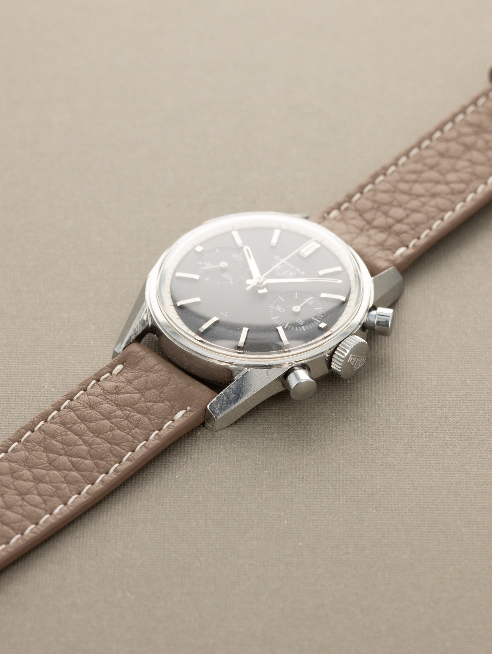 Heuer Carrera Ref. 3647N - Matte Black Dial Unpolished