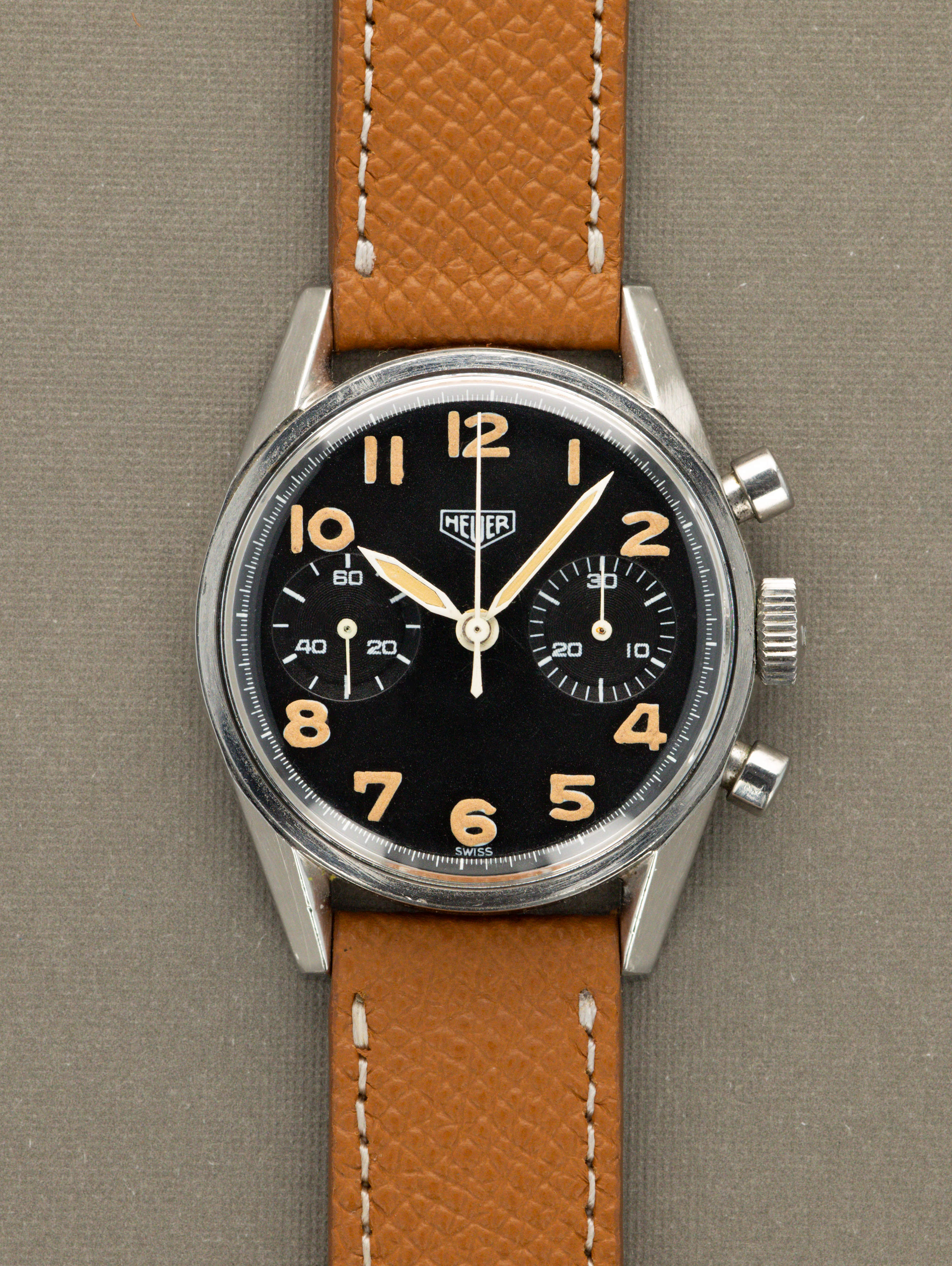 Heuer Carrera Ref. 7753NT - Matte Black Dial Unpolished Belgian Air Force-Issued