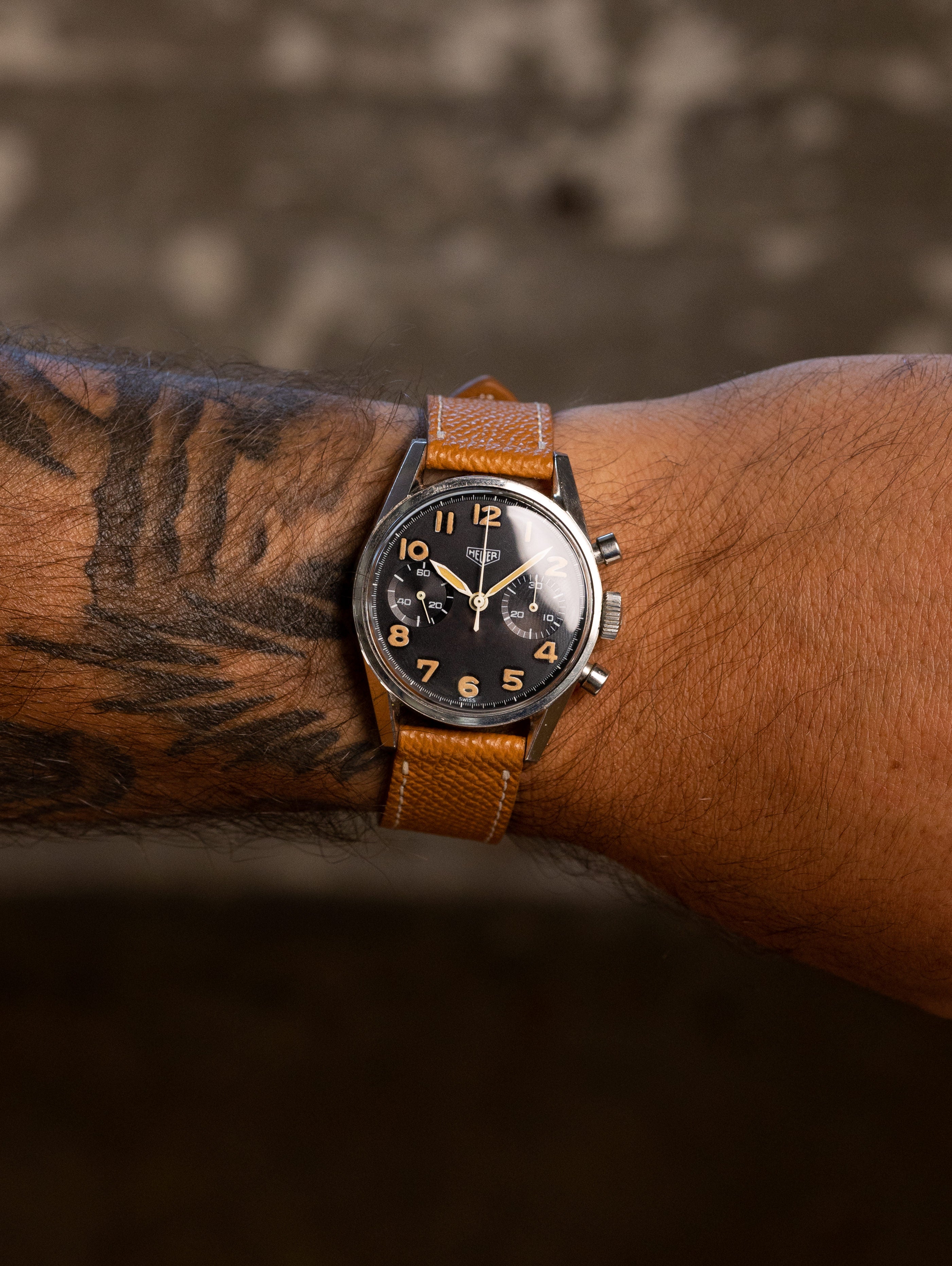 Heuer Carrera Ref. 7753NT - Matte Black Dial Unpolished Belgian Air Force-Issued