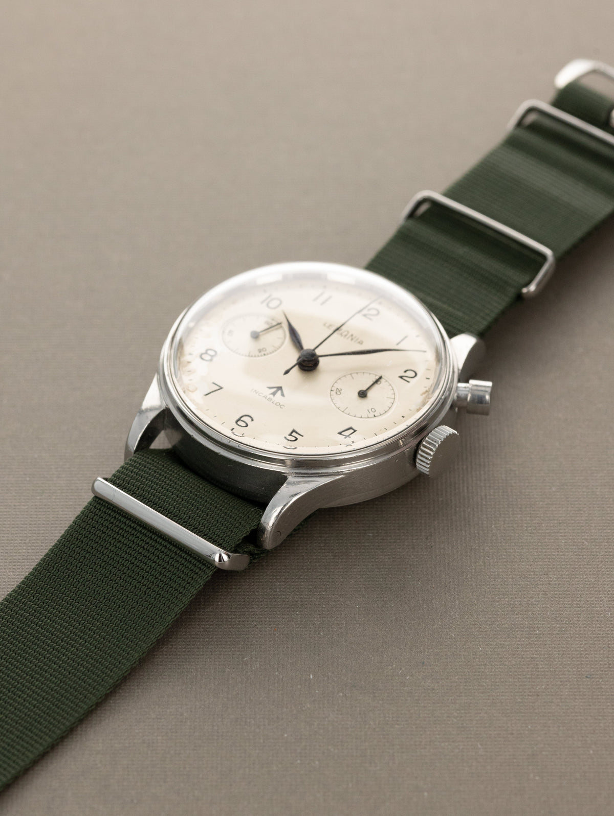 Lemania Monopusher Chronograph Ref. 0552/924-3312 - 'Brushed' Silver Non-Luminous Dial British Military Issued