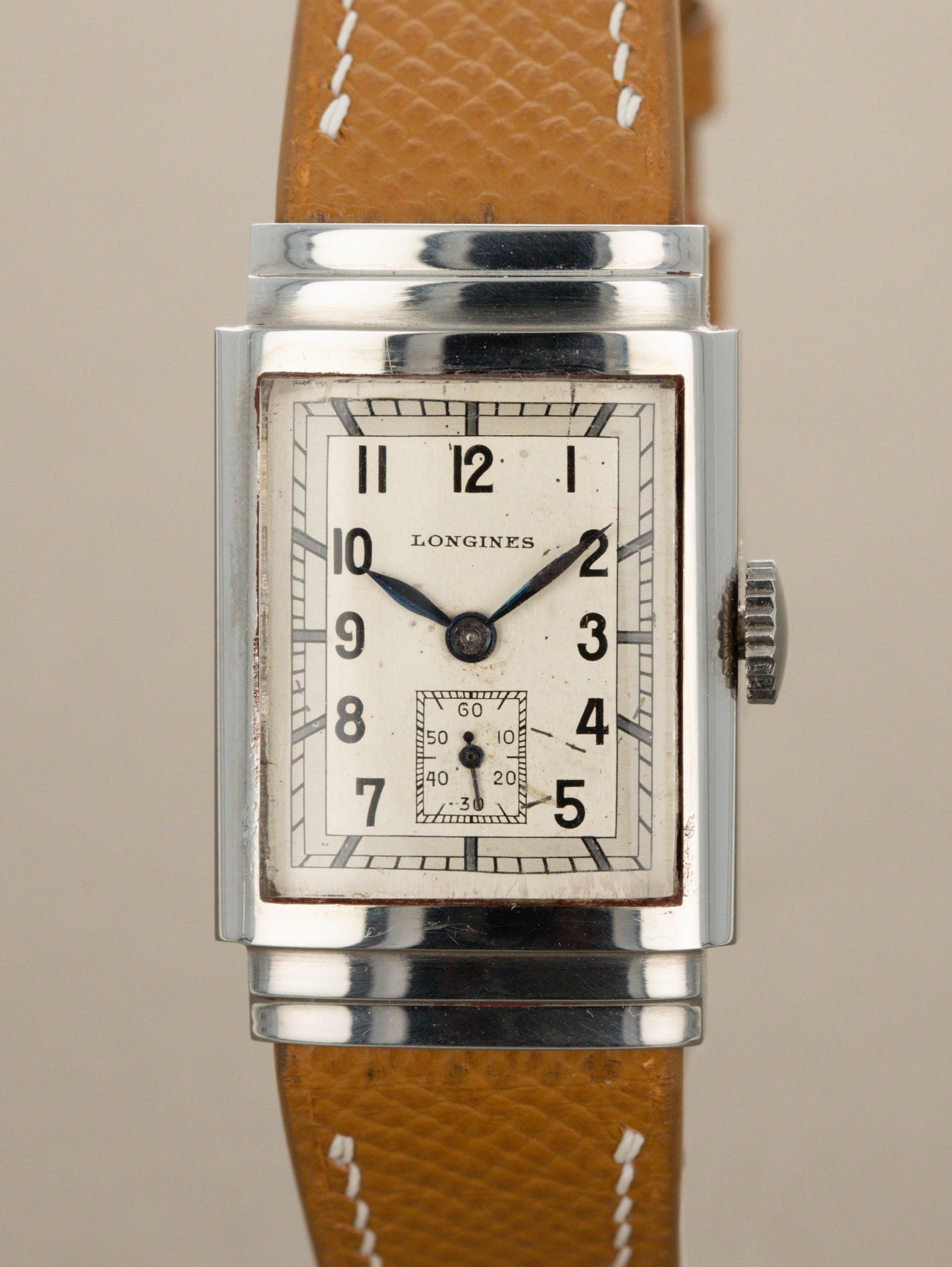 Longines 'Hooded Lug' Rectangular Dress Watch - Silver 'Art Deco' Dial LNOS w/ Tags