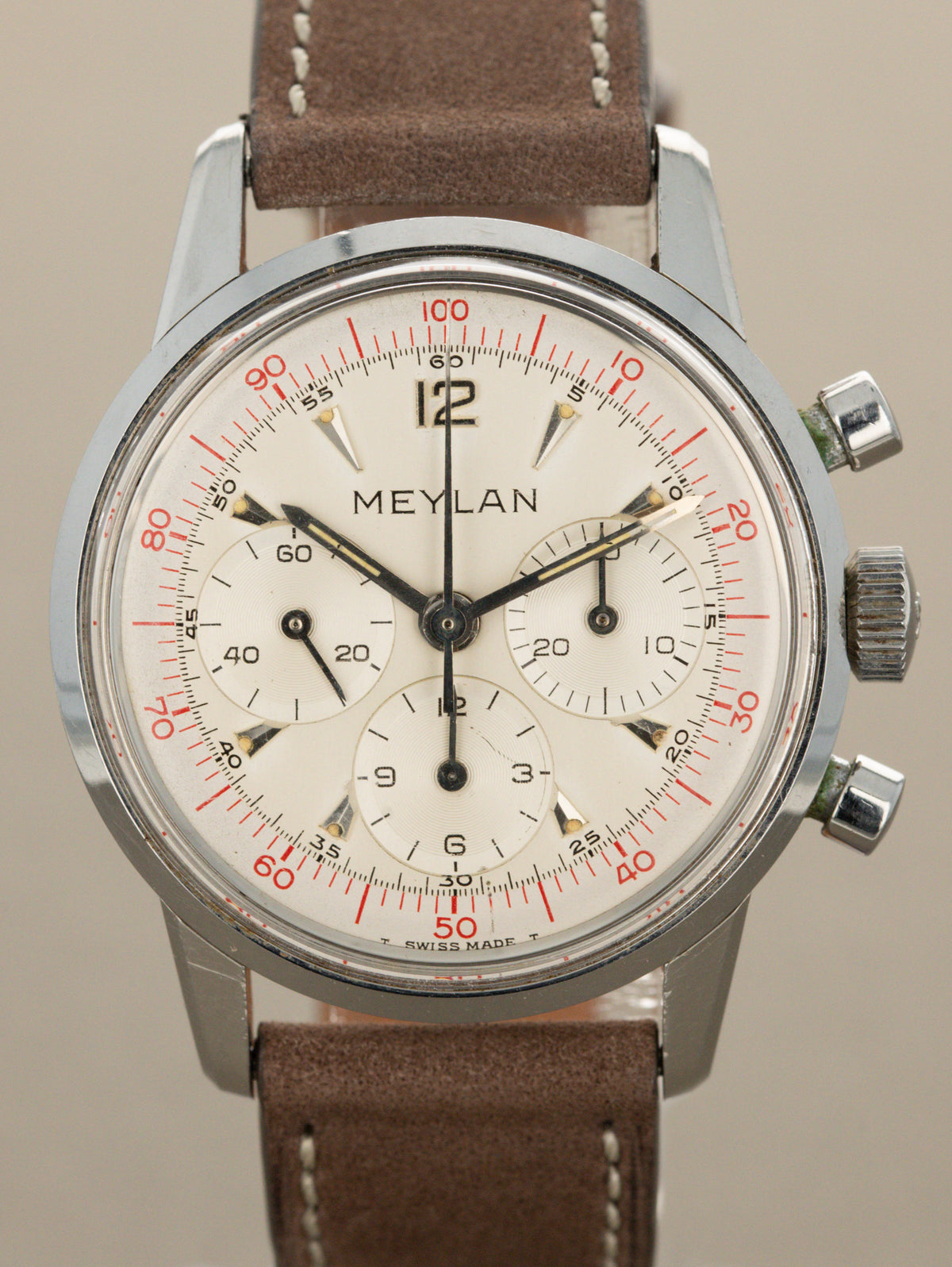 Meylan Decimal Chronograph - Satin Silver Dial w/ Lemaina Cal. 2520 Unpolished
