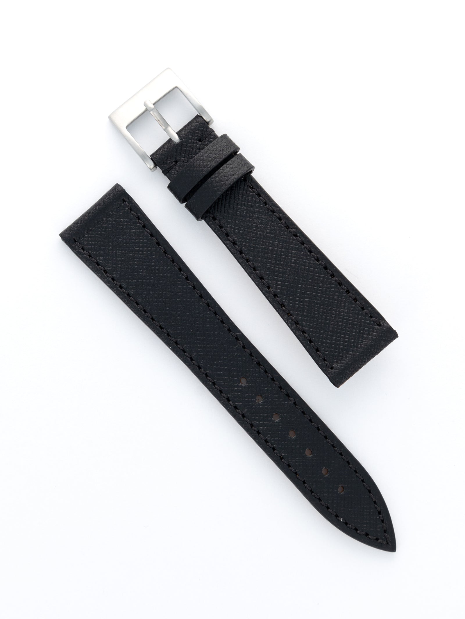 'Midnight' Black Molequin x Oliver and Clarke 'Saffiano' Watch Strap
