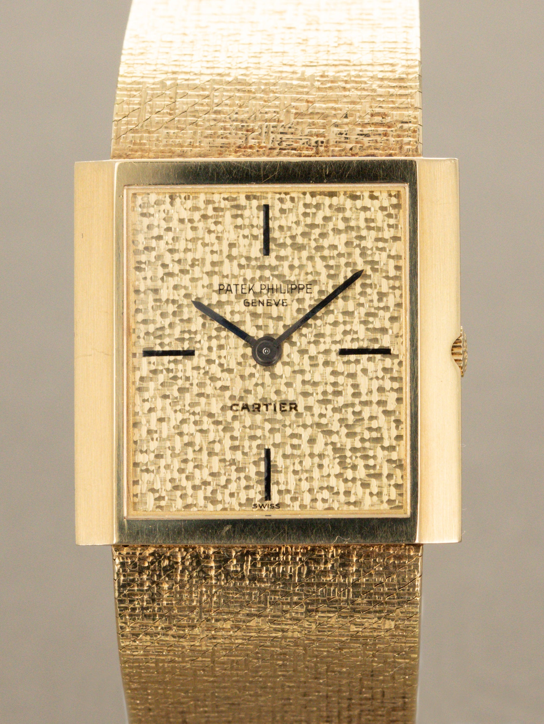 Patek Philippe Yellow Gold Rectangular Dress Watch - 'Cartier' Dial w/ Extract