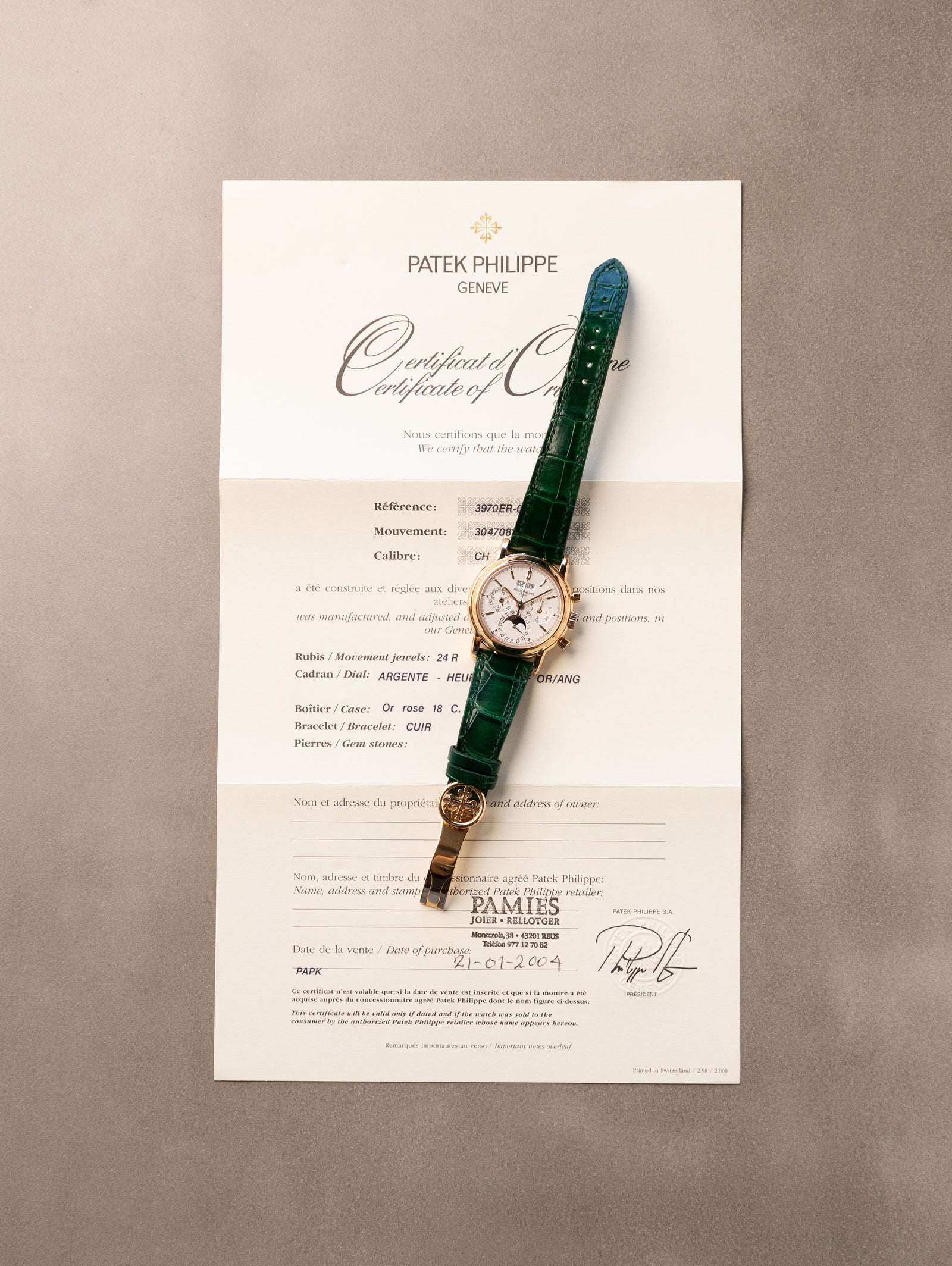 Patek Philippe Perpetual Chronograph Ref. 3970ER - 4th Series Silver Dial w/ Box, Papers, & Service Tag