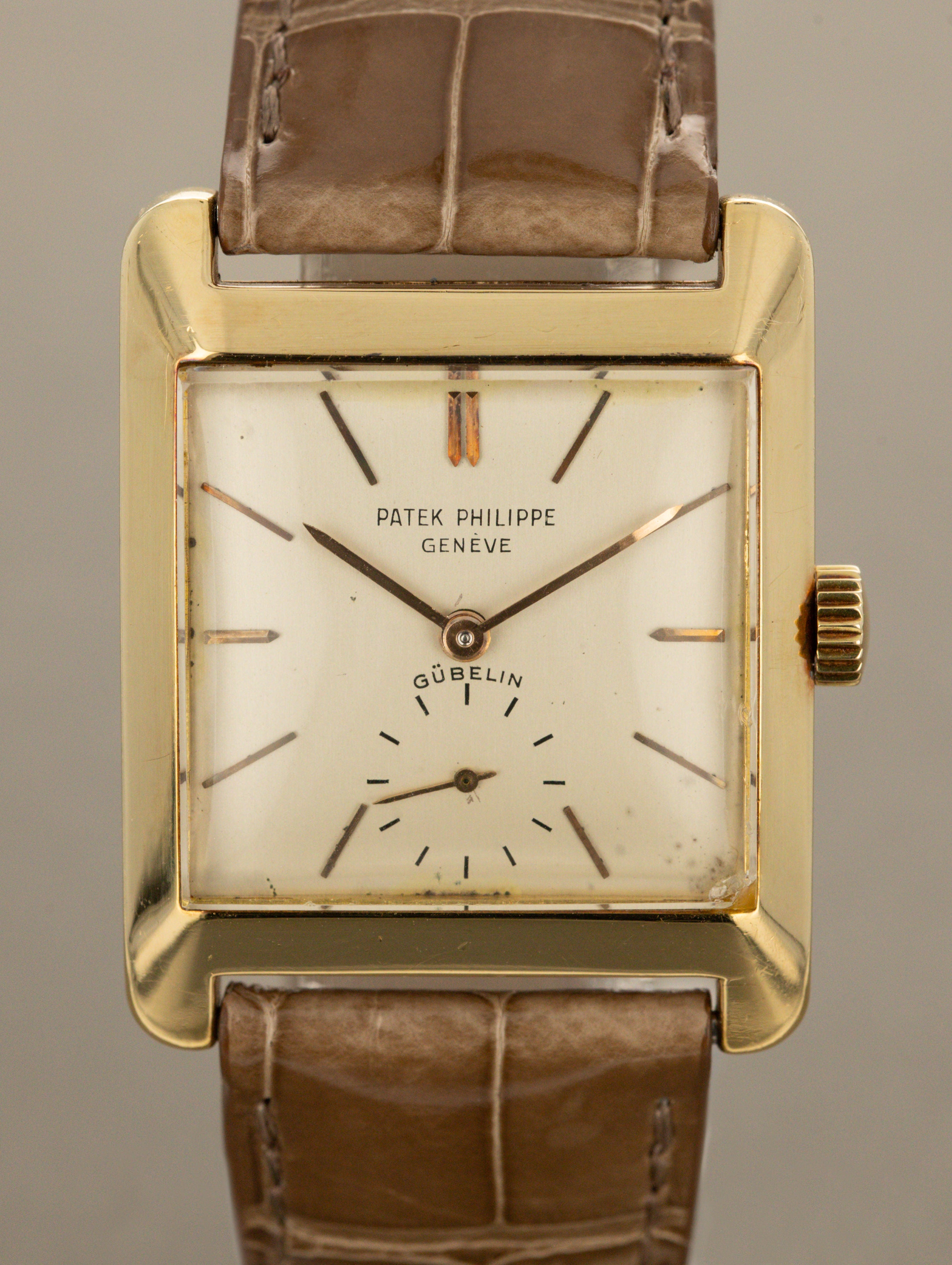 Patek Philippe Yellow Gold Rectangular Dress Watch Ref. 2488 - 'Gübelin' Dial