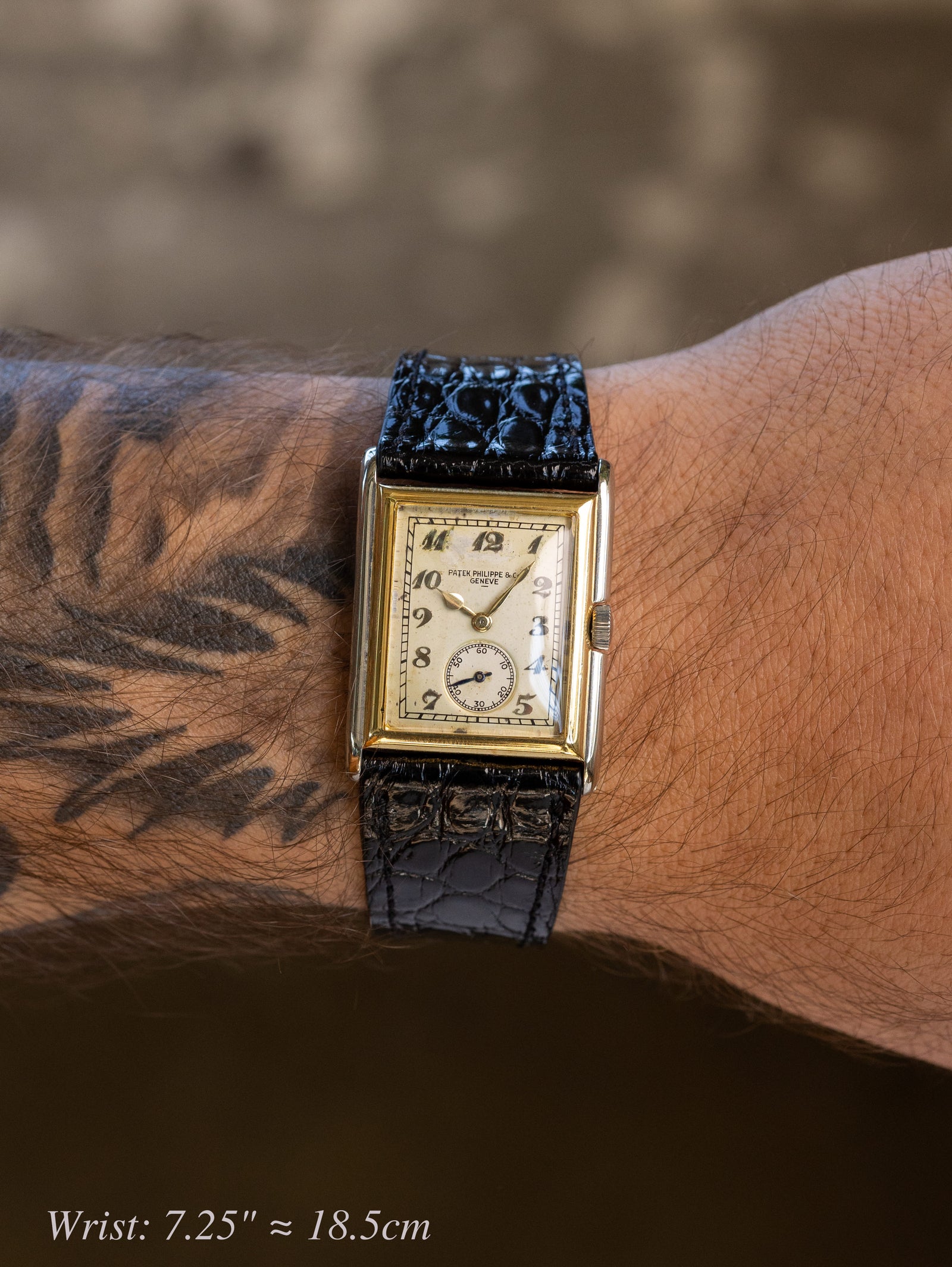 Patek Philippe Two-Tone Yellow & White Gold Rectangular Dress Watch - 'Breguet' Dial w/ Box & Extract