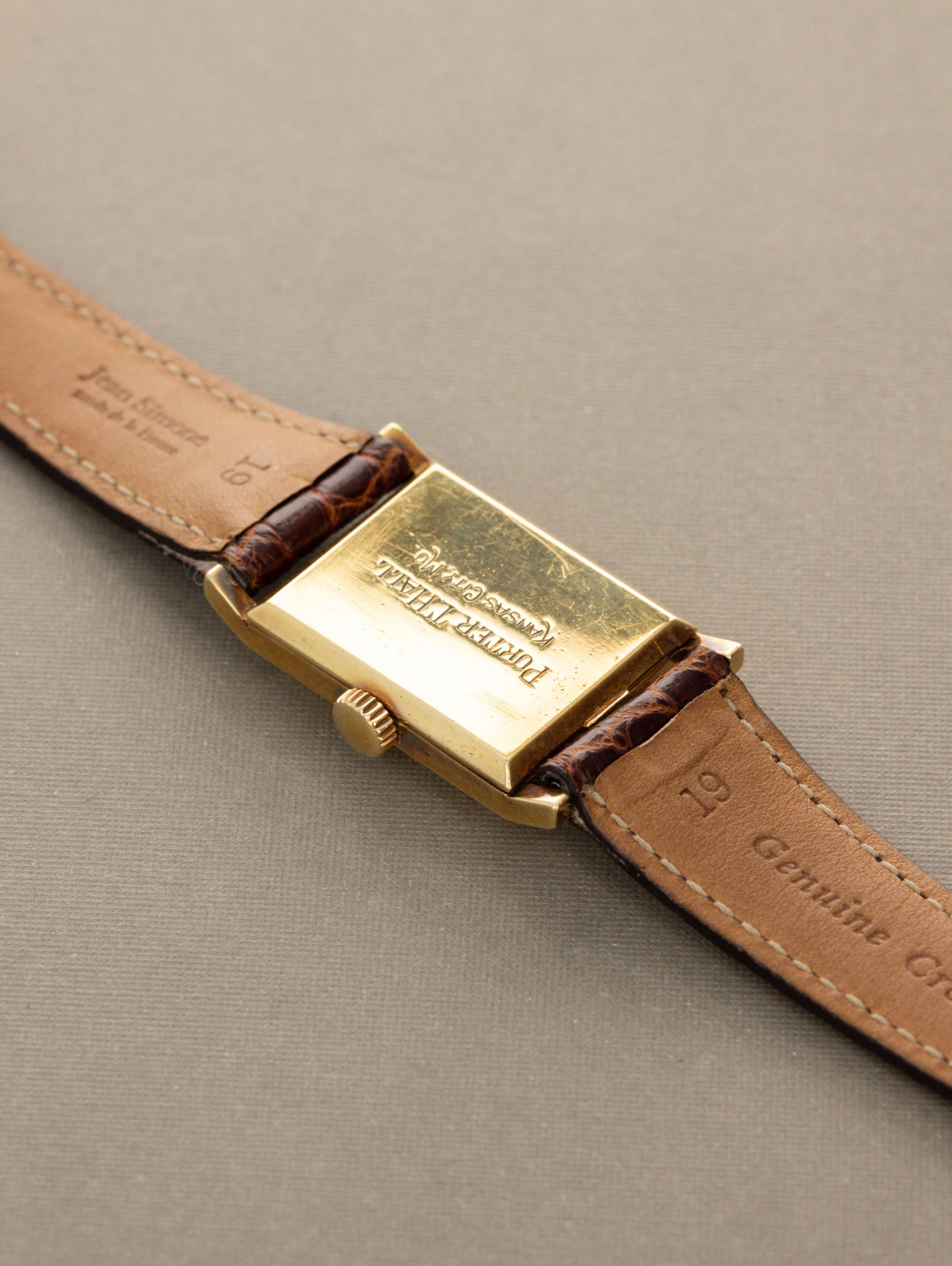 Patek Philippe Yellow Gold Rectangular Dress Watch - Multi-tone Silver 'Art Deco' Dial