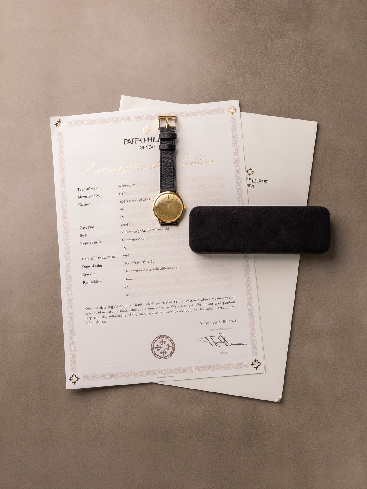 Patek Philippe Calatrava Ref. 3484 - 'Brushed' Champagne 'Tiffany & Co.' Dial w/ Extract
