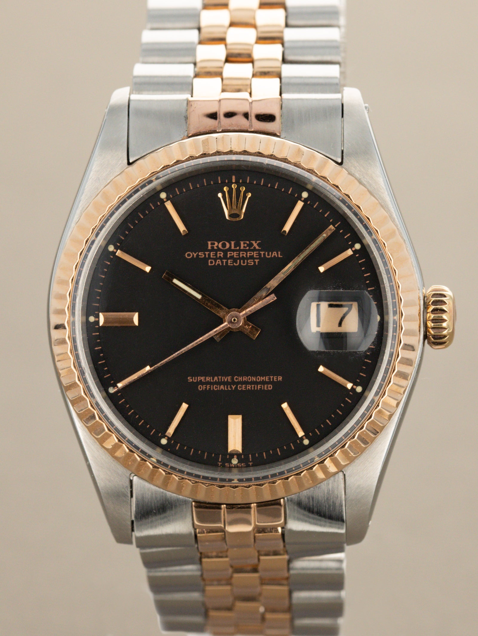 Rolex Datejust Ref. 1601 Two-Tone Rose Gold  - Matte Black Dial