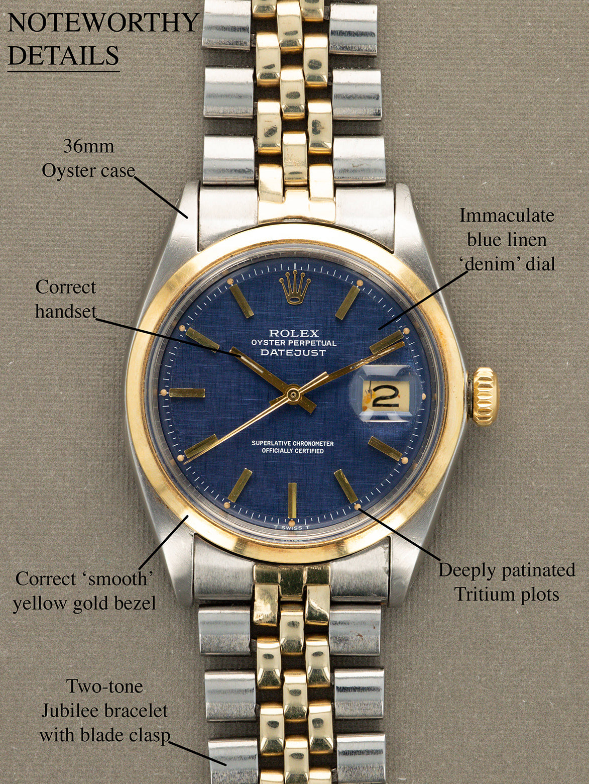 Rolex Datejust Ref. 1600/3 - Blue 'Denim' Dial